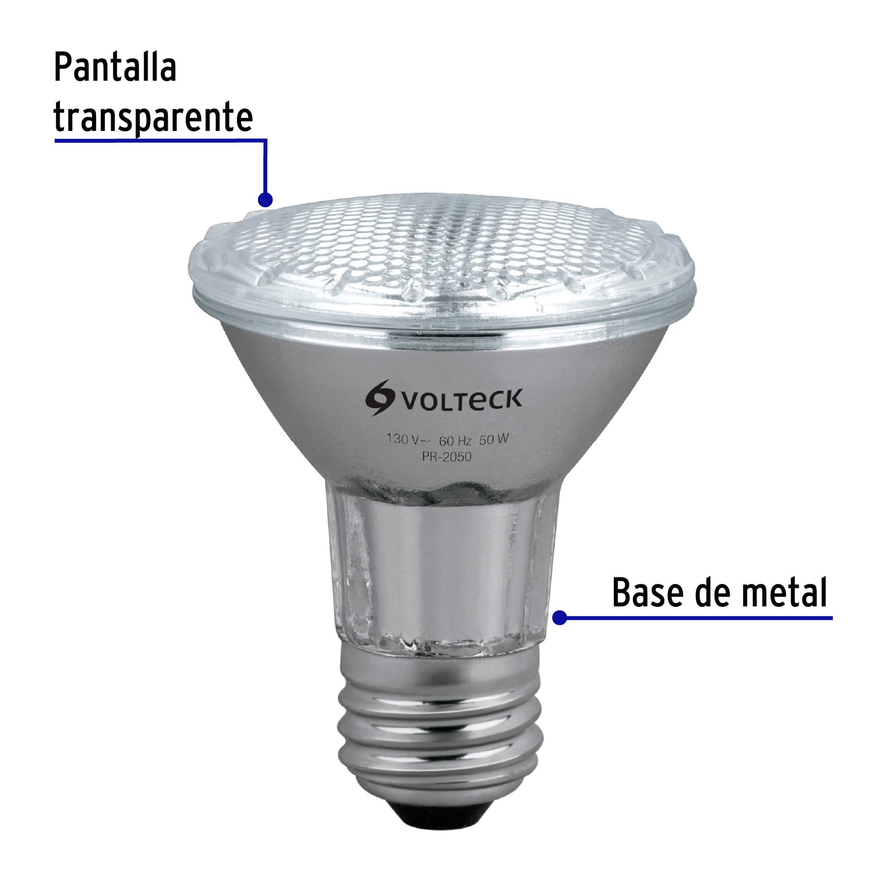 Lámpara de halógeno 50 W tipo PAR 20, en caja, VOLTECK
