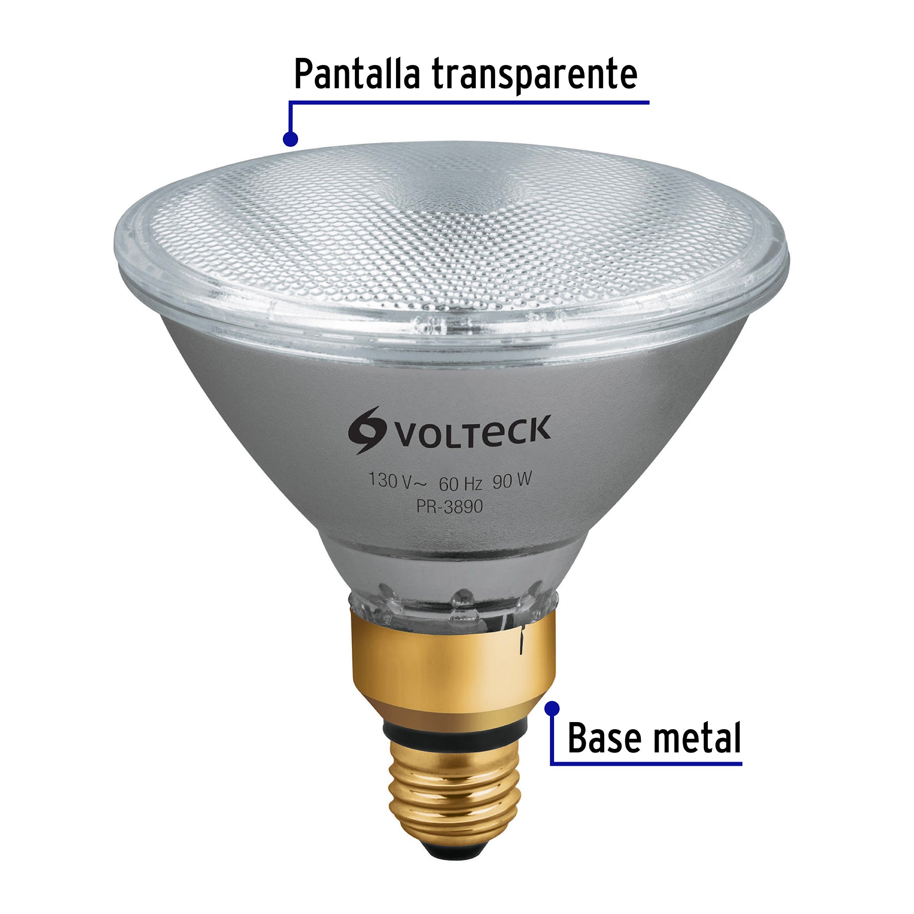 Lámpara de halógeno 90 W tipo PAR 38, en caja, VOLTECK