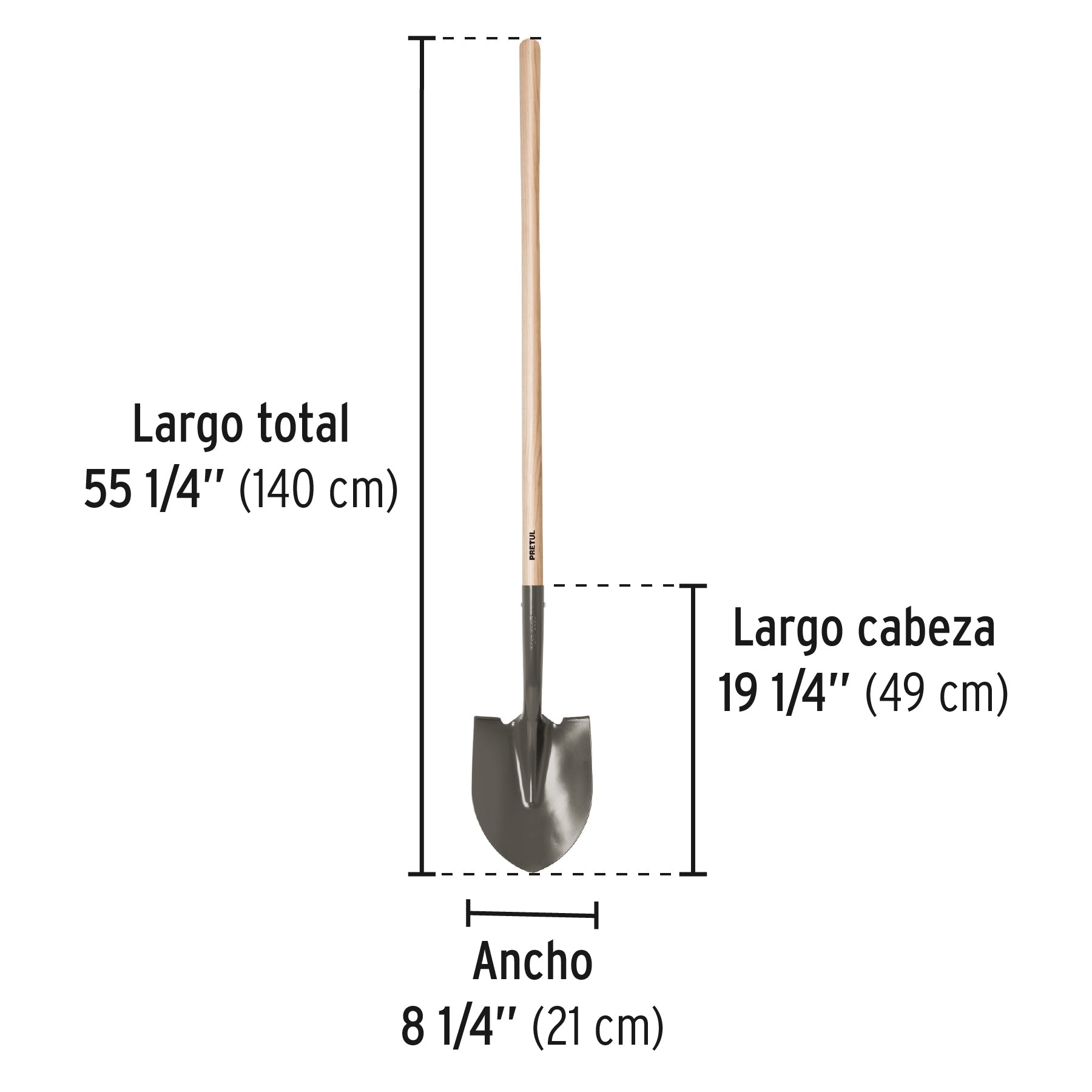 Pala redonda mango largo 44", PRETUL