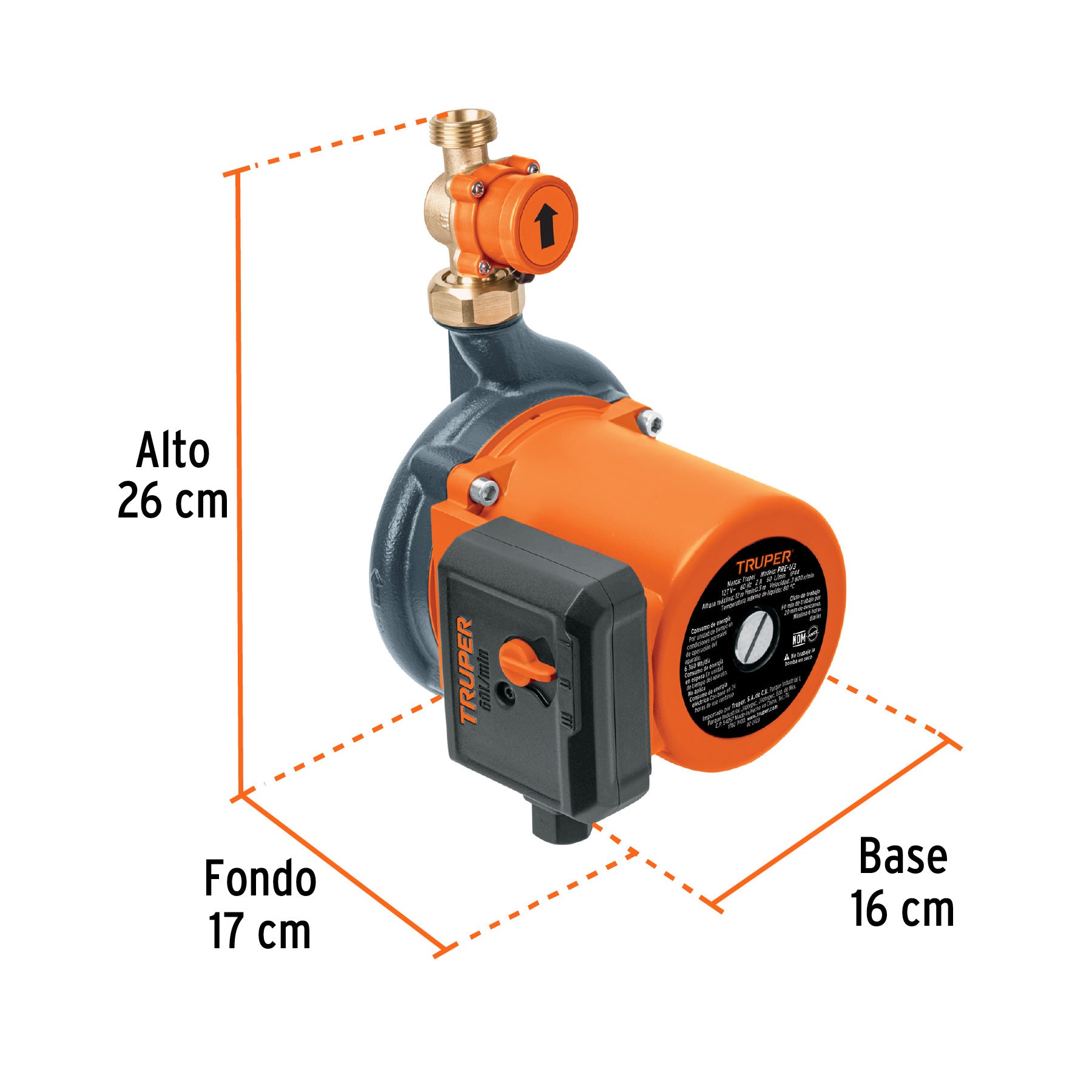 Bomba presurizadora 1/3 HP, con presión ajustable, TRUPER