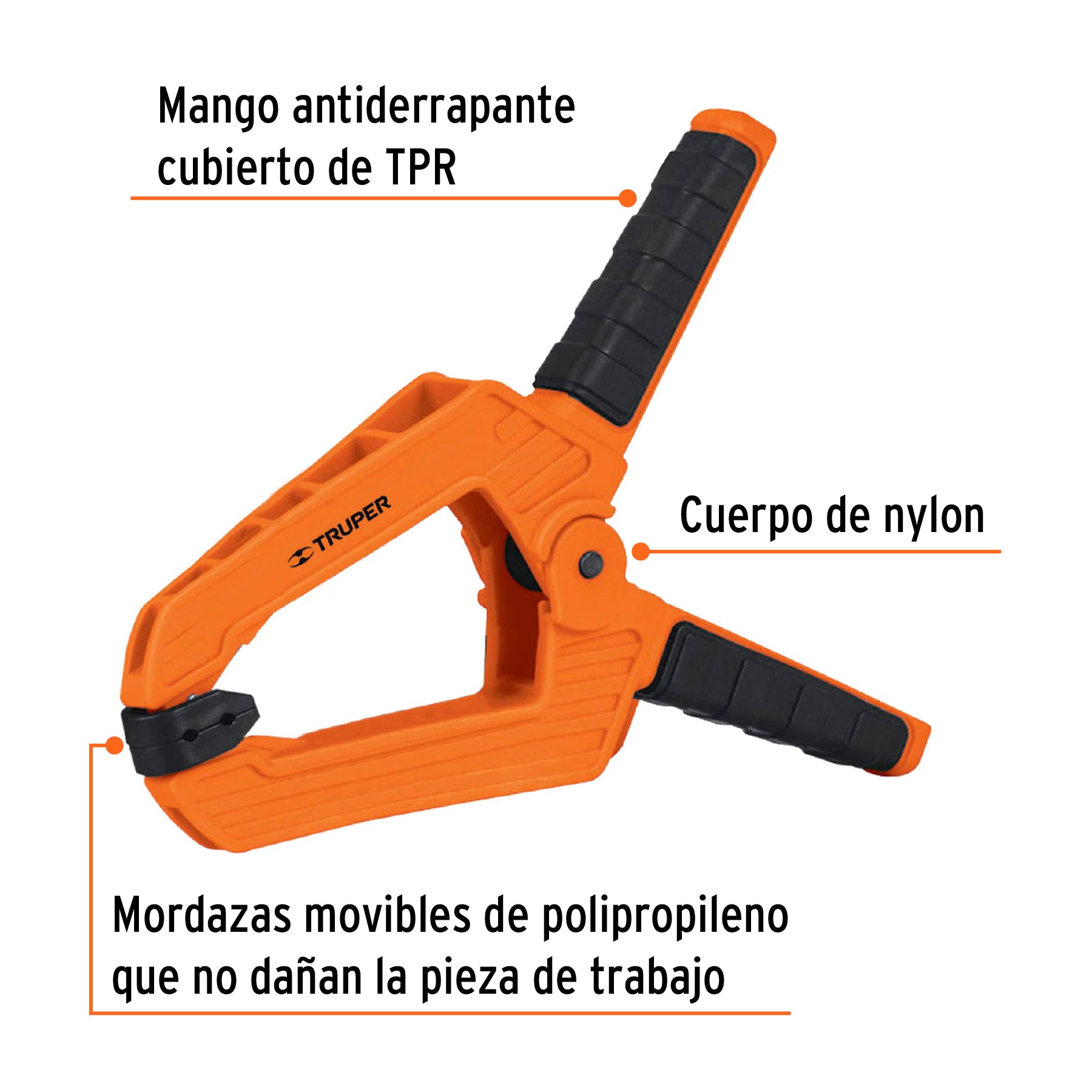 Prensa de resorte de 8", cuerpo de nylon con mango de TPR
