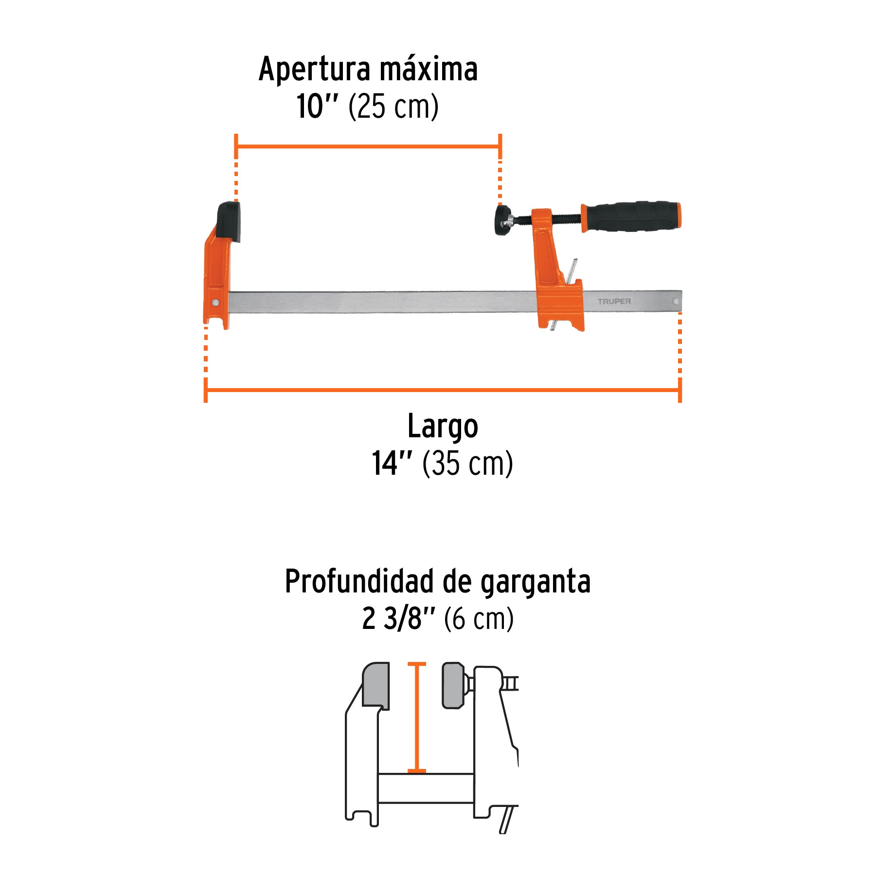 Prensa rápida tipo "F" 10", uso ligero, TRUPER