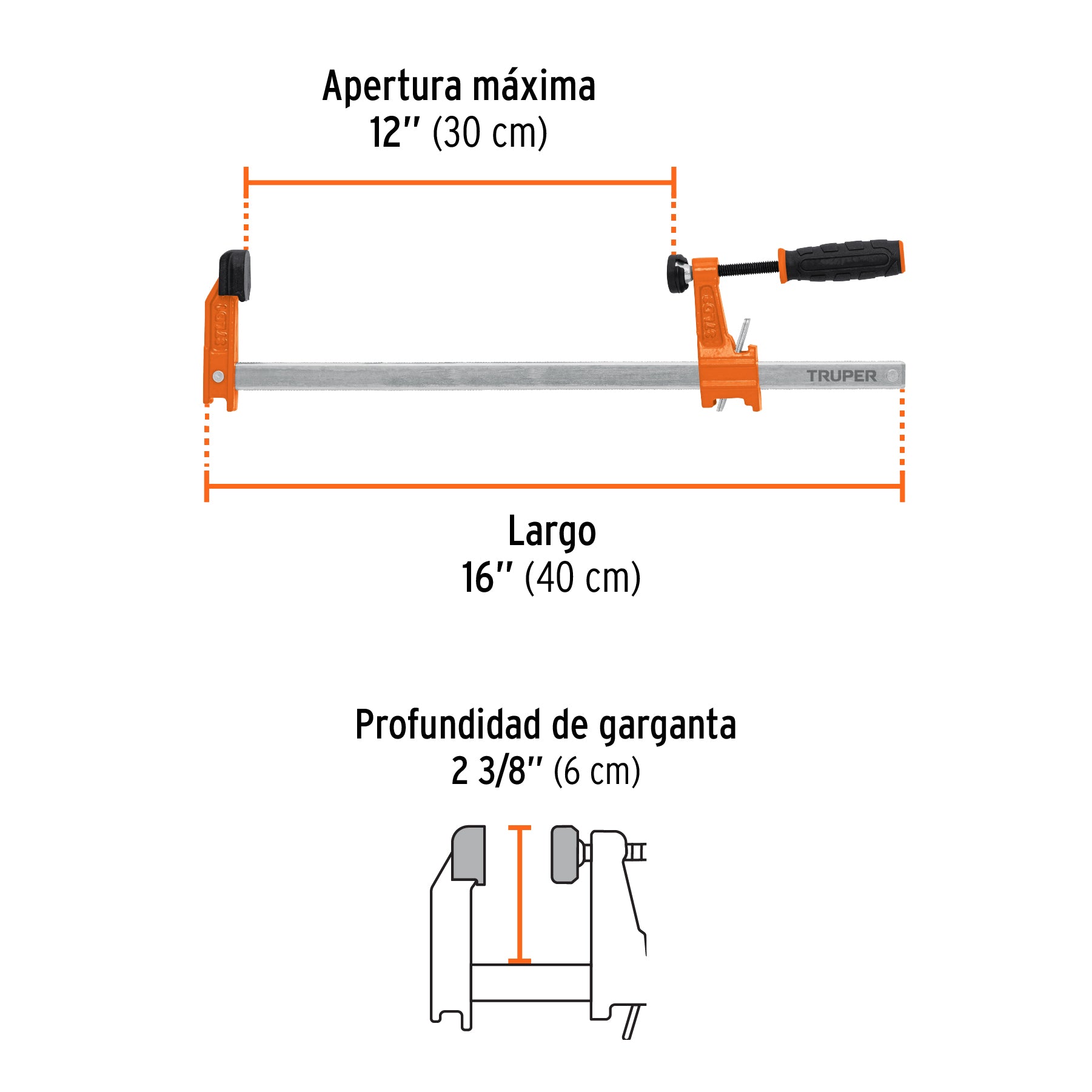 Prensa rápida tipo "F" 12", uso ligero, TRUPER