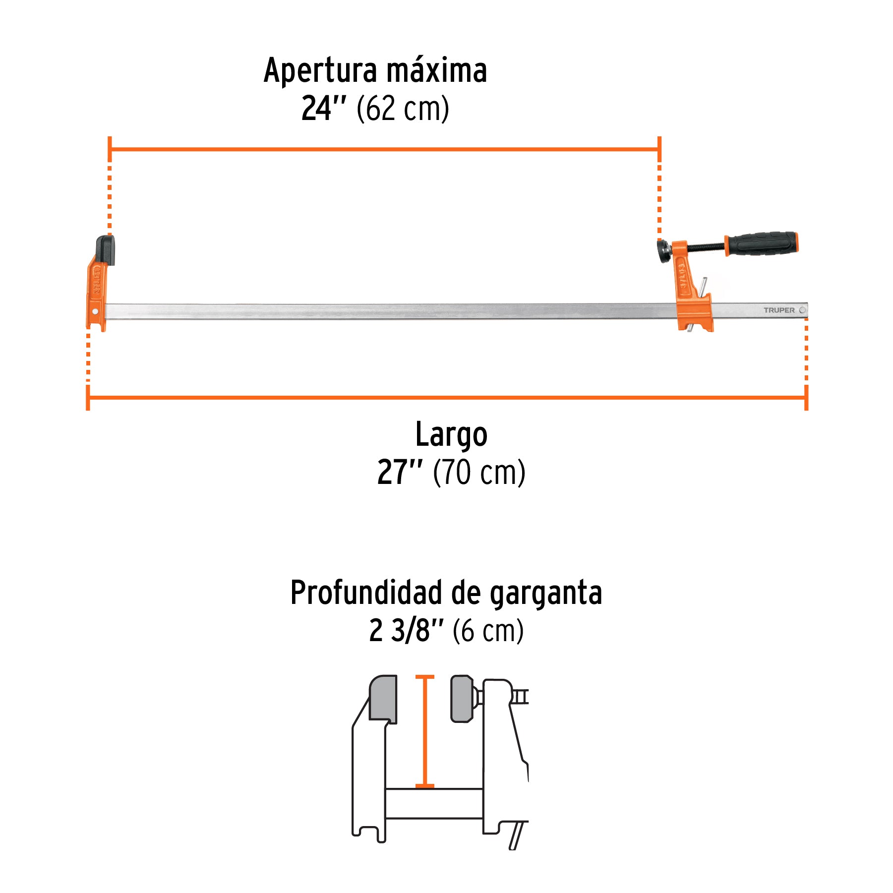 Prensa rápida tipo "F" 24", uso ligero, TRUPER