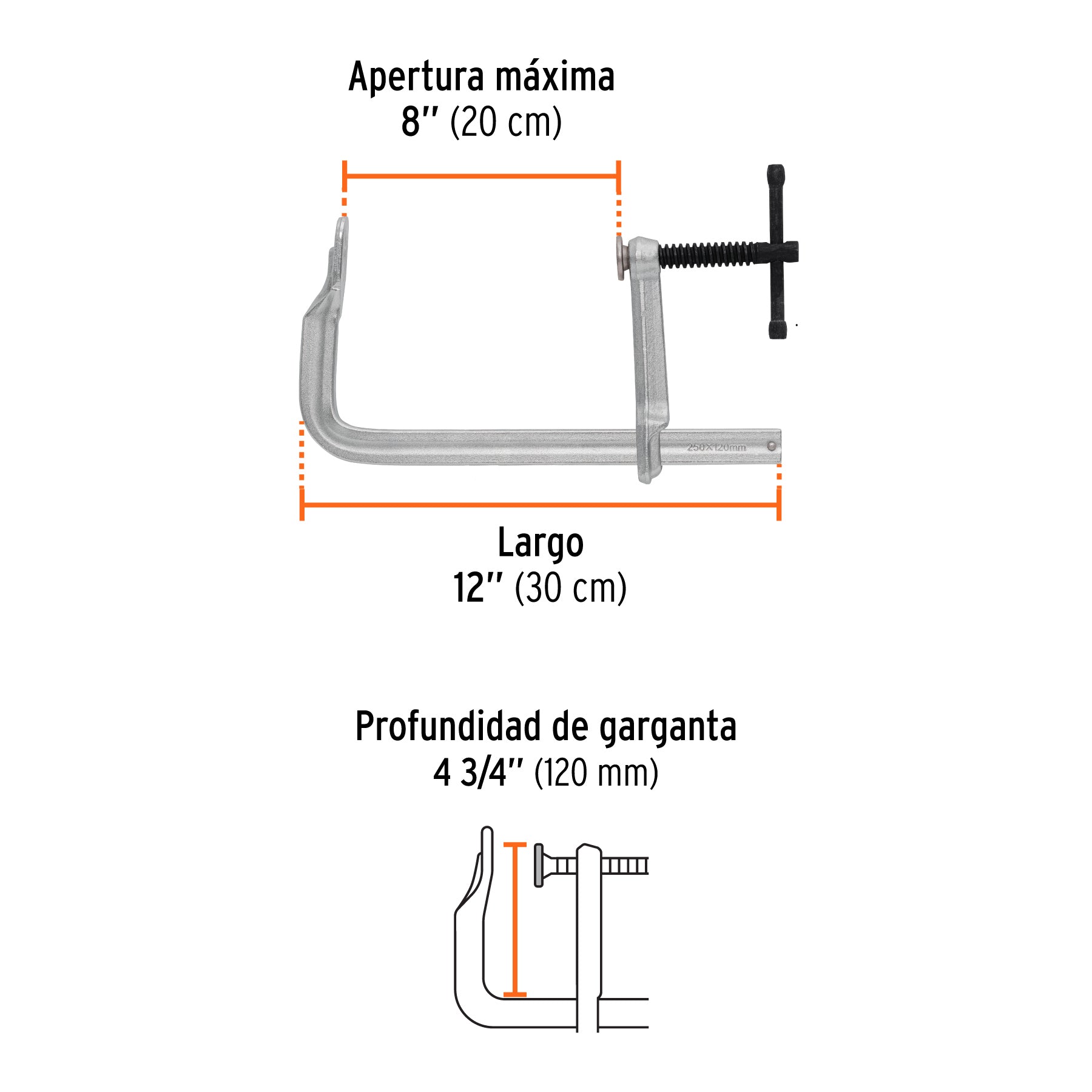 Prensa rápida tipo "F" 8", uso rudo, EXPERT