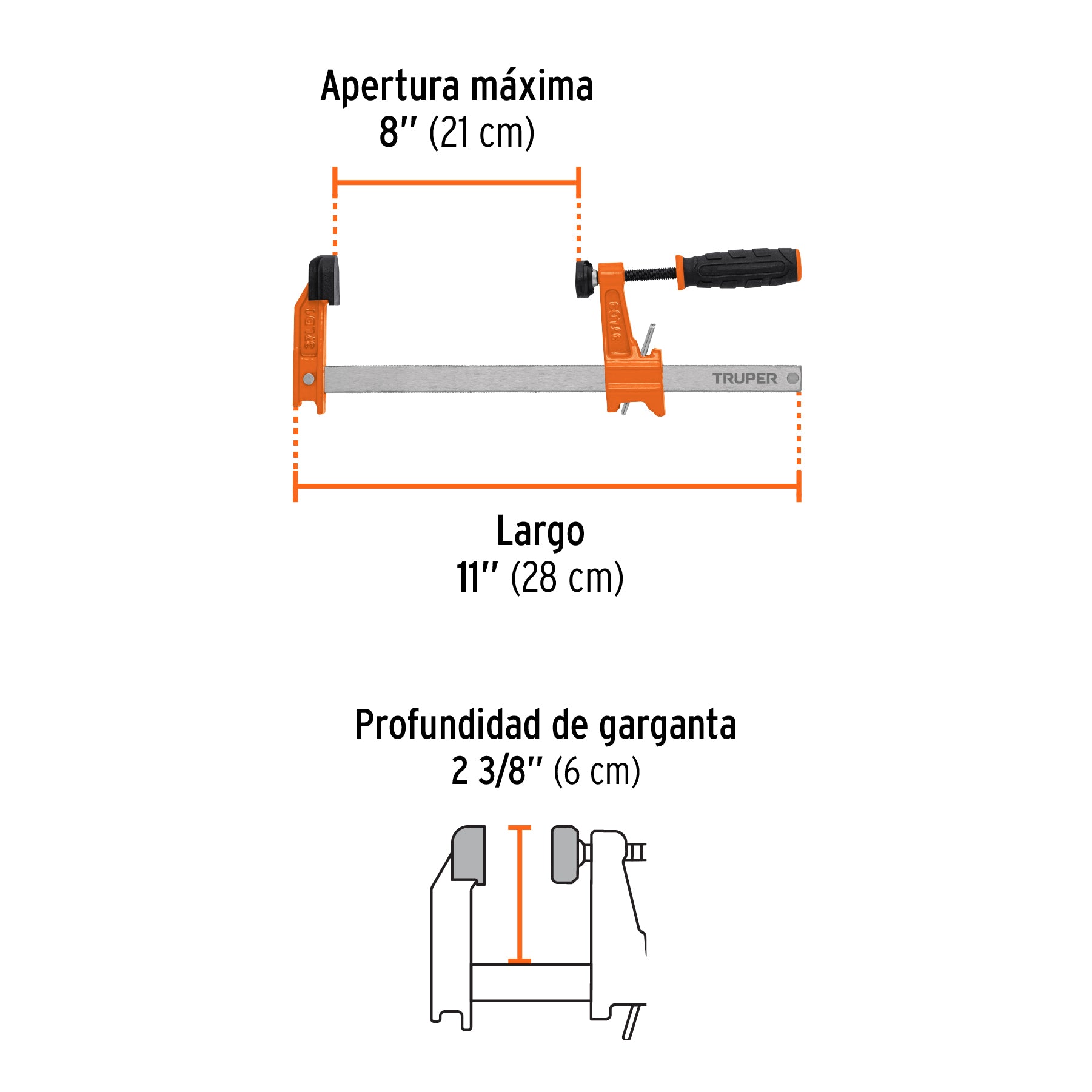 Prensa rápida tipo "F" 8", uso ligero, TRUPER