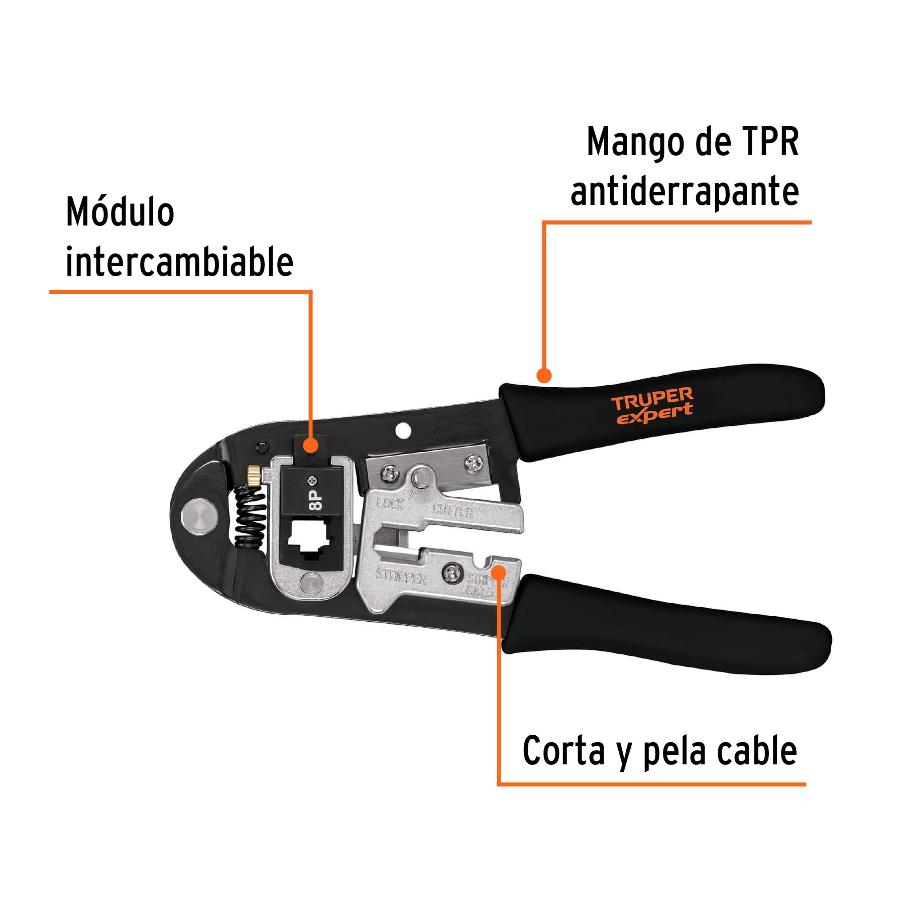 Pinza 8" ponchadora, módulos intercambiables, TRUPER