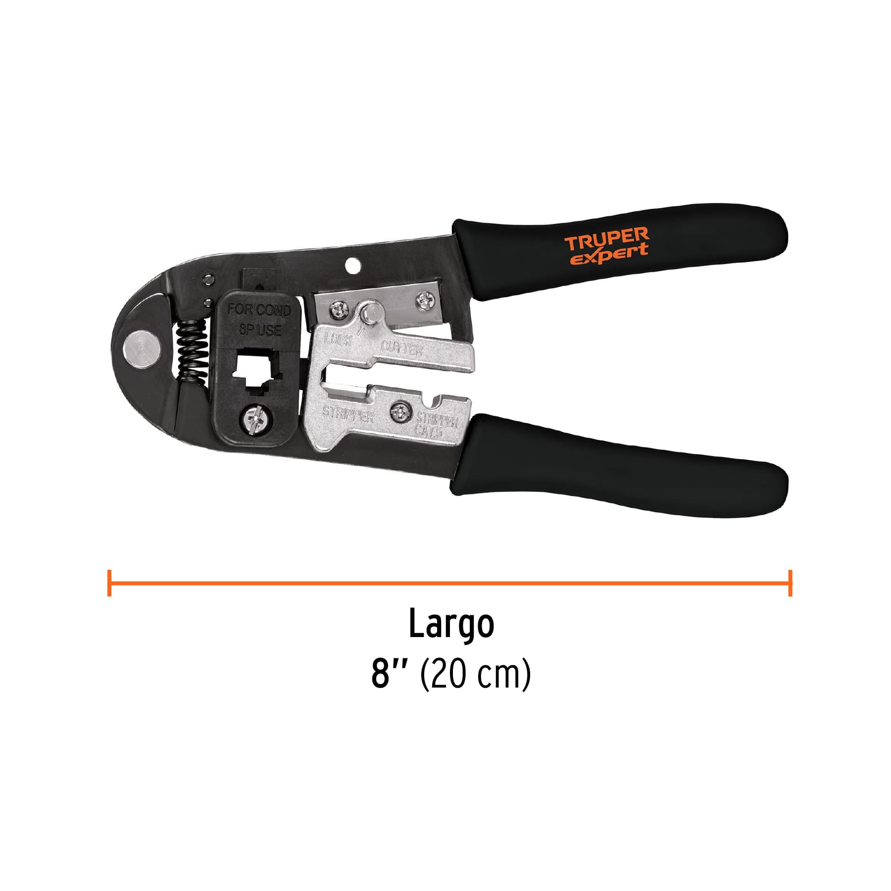 Pinza 8" ponchadora para cables RJ-45, 8 contactos, TRUPER
