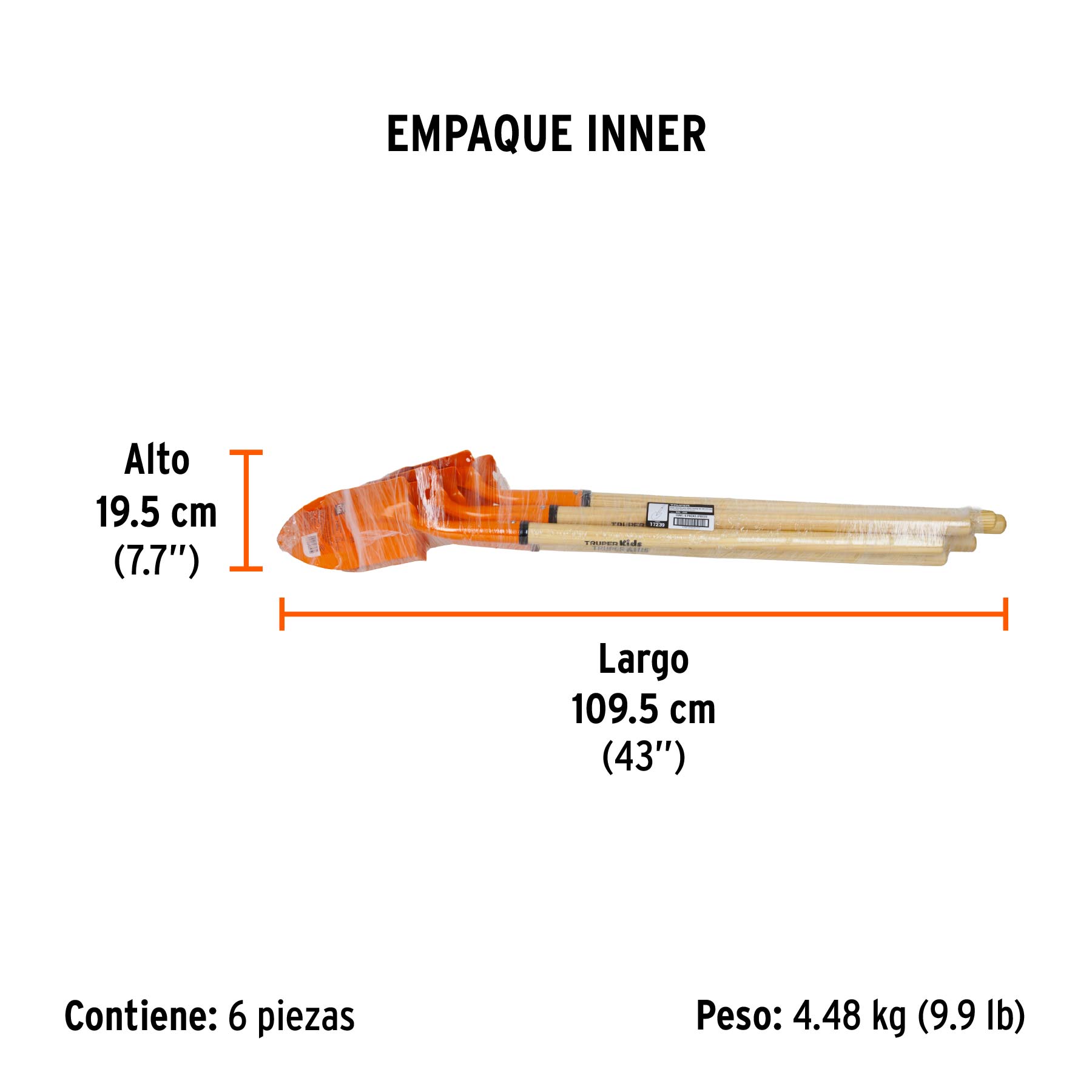 Pala redonda para niños con mango de 30", TRUPER - Empaque