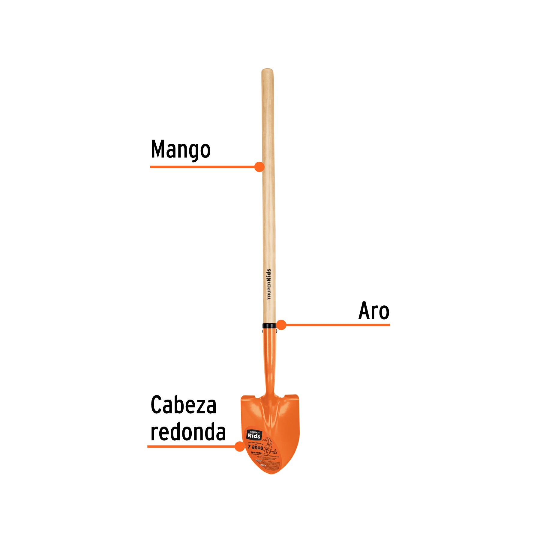 Pala redonda para niños con mango de 30", TRUPER