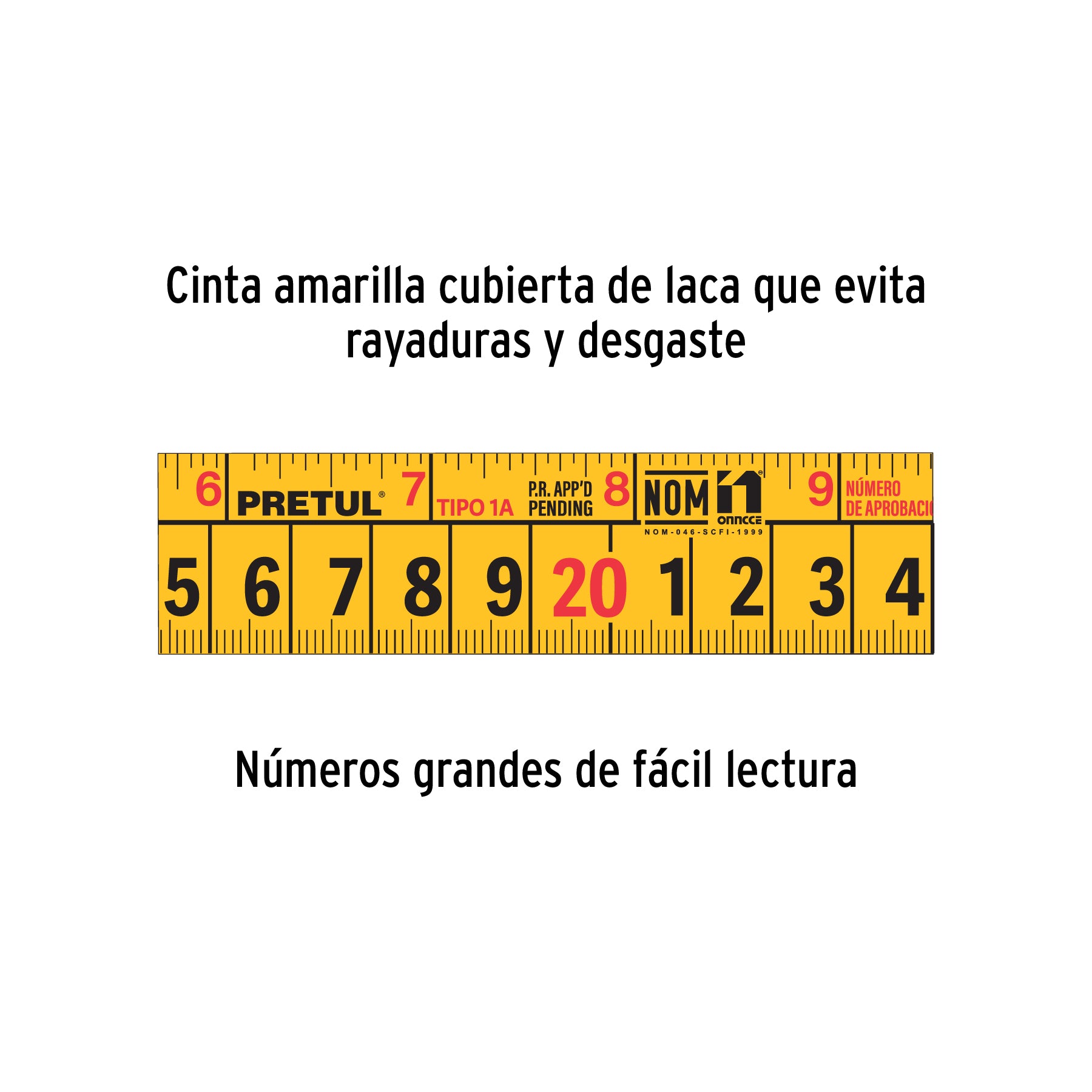 Flexómetro rojo 5 m cinta 19 mm, en tarjeta, PRETUL