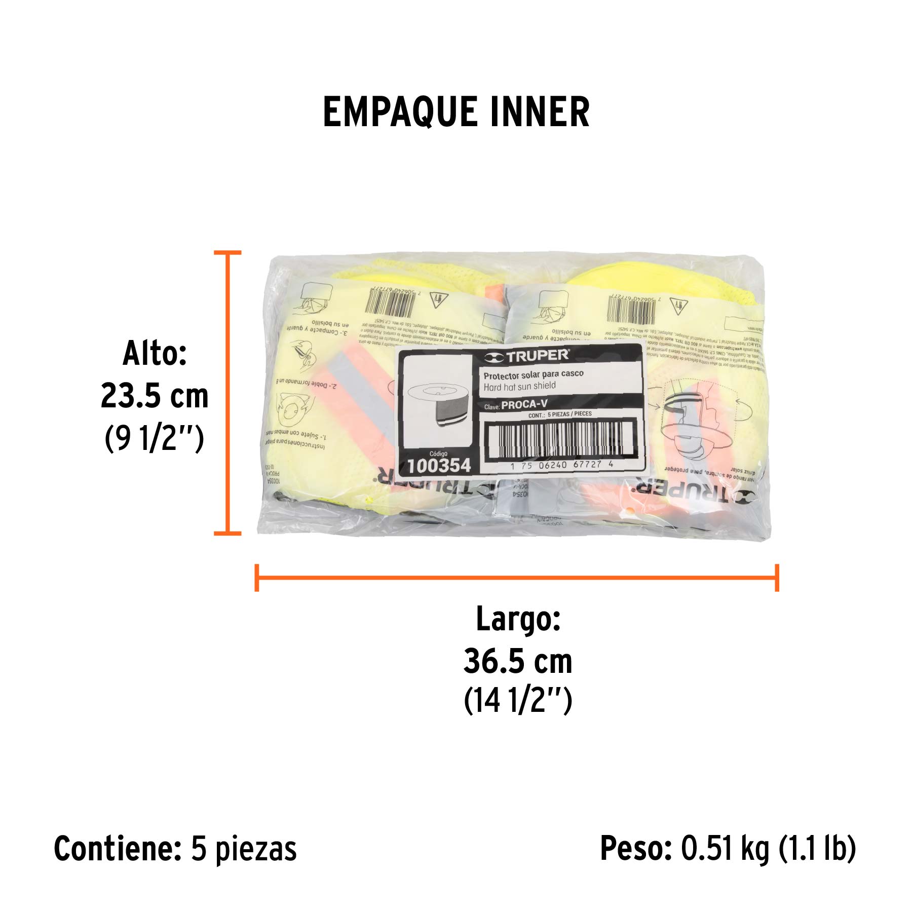 Protector solar plegable para casco, verde con reflejante - Empaque