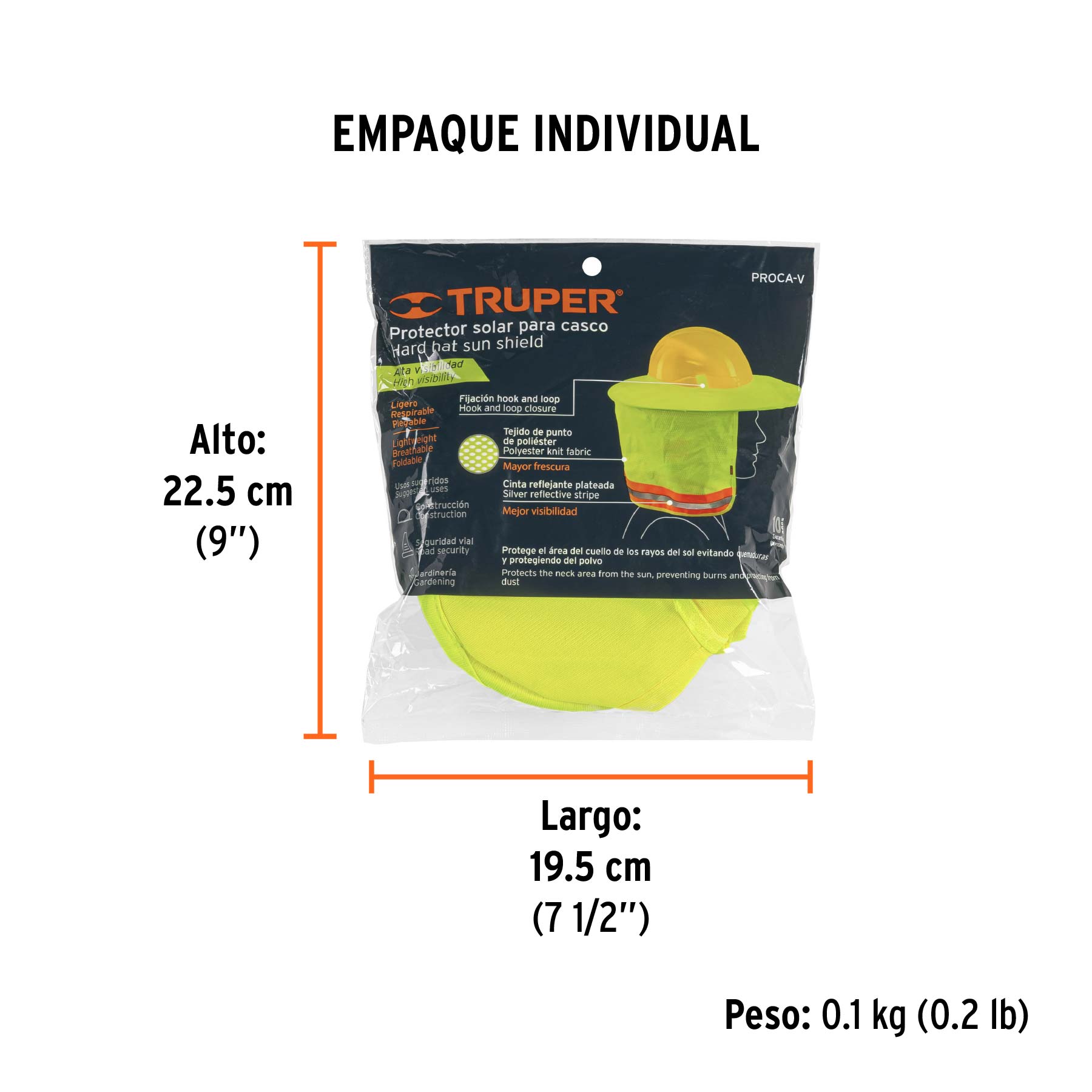 Protector solar plegable para casco, verde con reflejante - Empaque