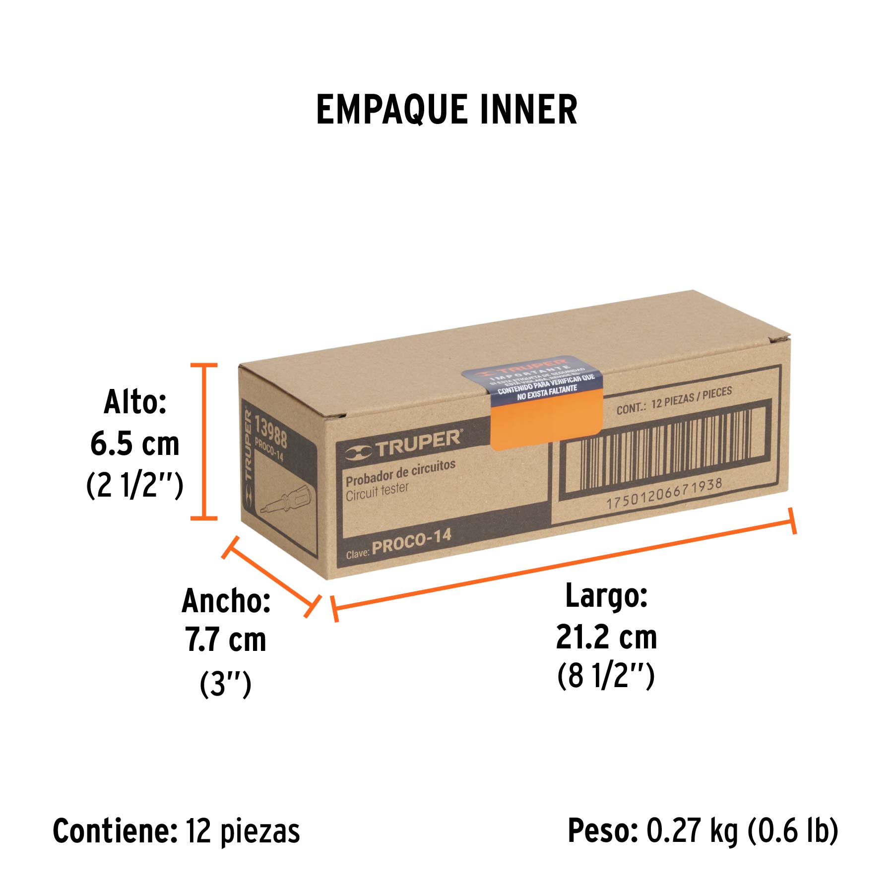 Probador de circuitos de corriente alterna 14 cm, TRUPER - Empaque