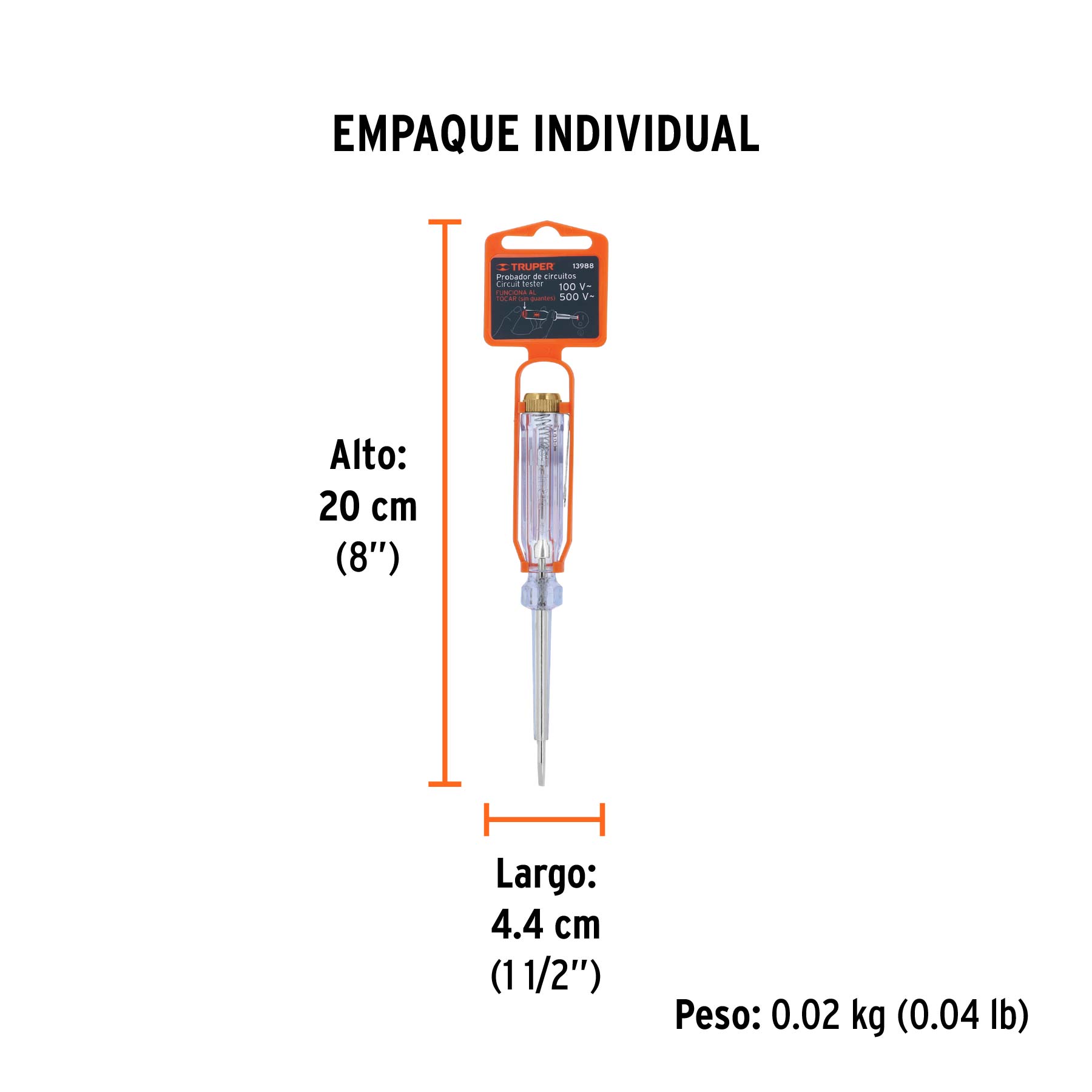 Probador de circuitos de corriente alterna 14 cm, TRUPER - Empaque