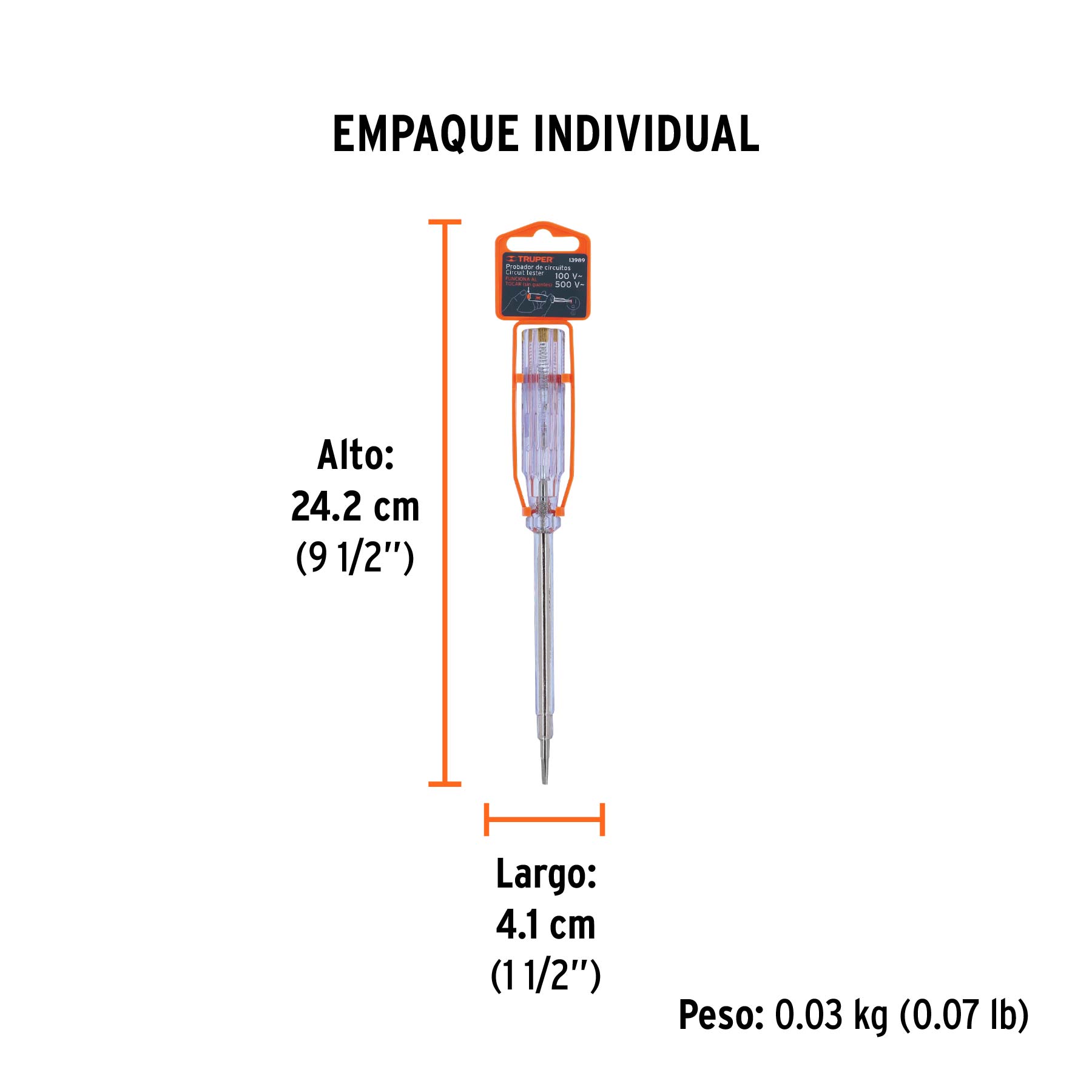 Probador de circuitos de corriente alterna 19 cm, TRUPER - Empaque