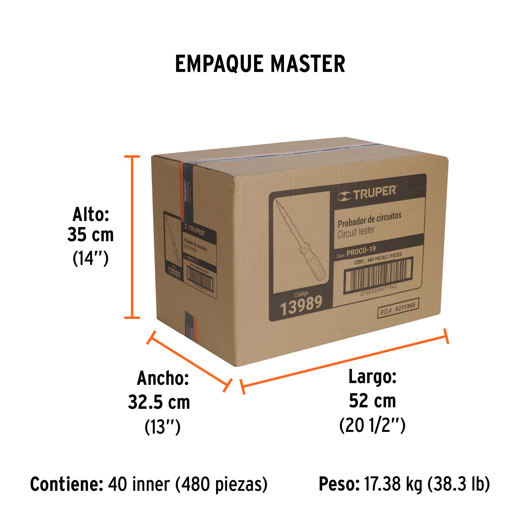 Probador de circuitos de corriente alterna 19 cm, TRUPER - Empaque