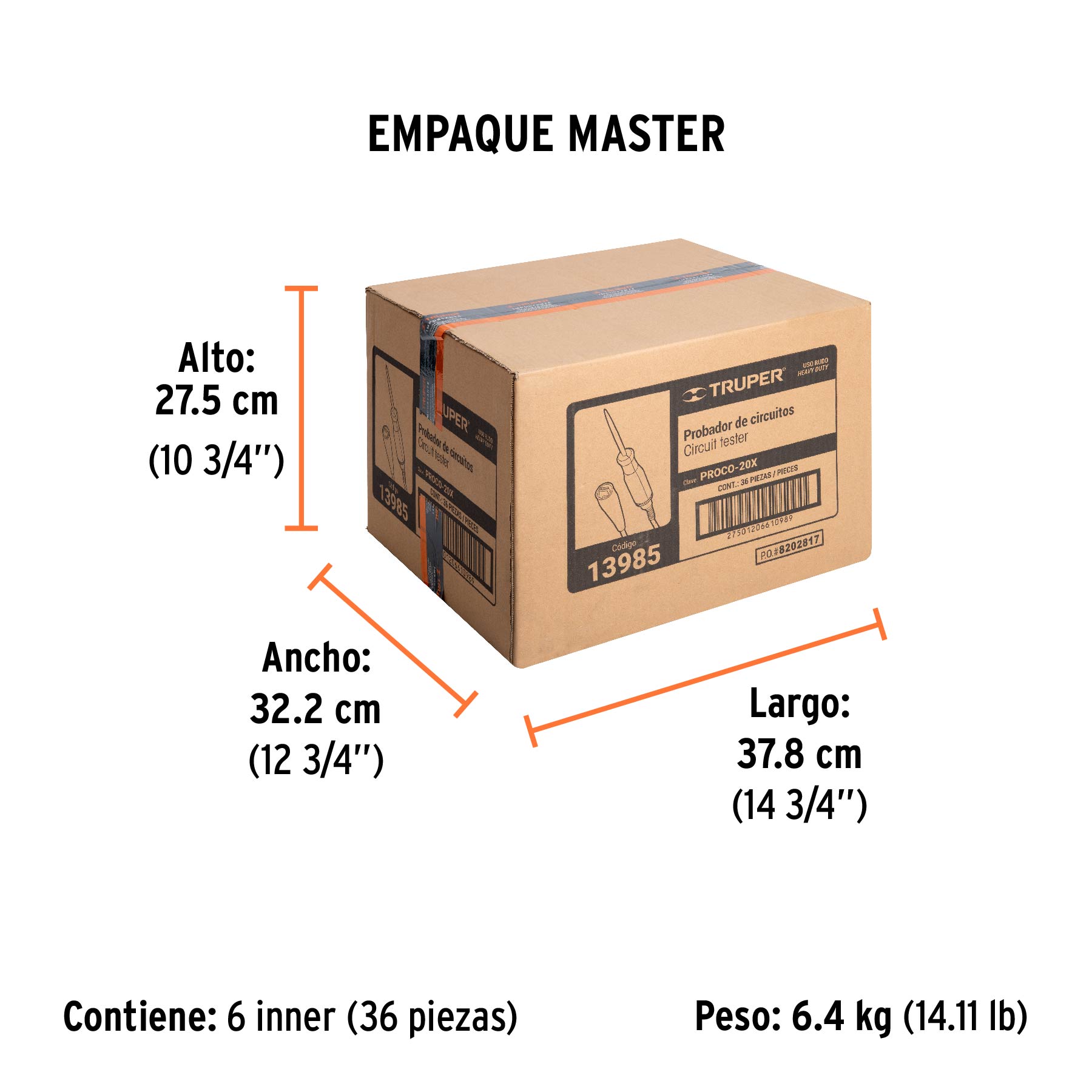 Probador de circuitos de corriente directa 20 cm, c/caimán - Empaque