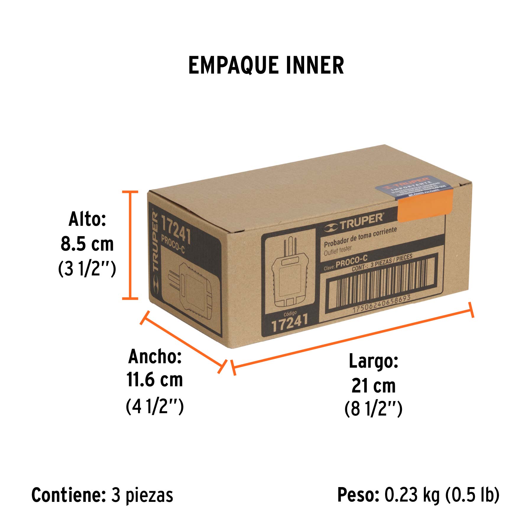 Probador de tomacorriente, corriente alterna, TRUPER - Empaque