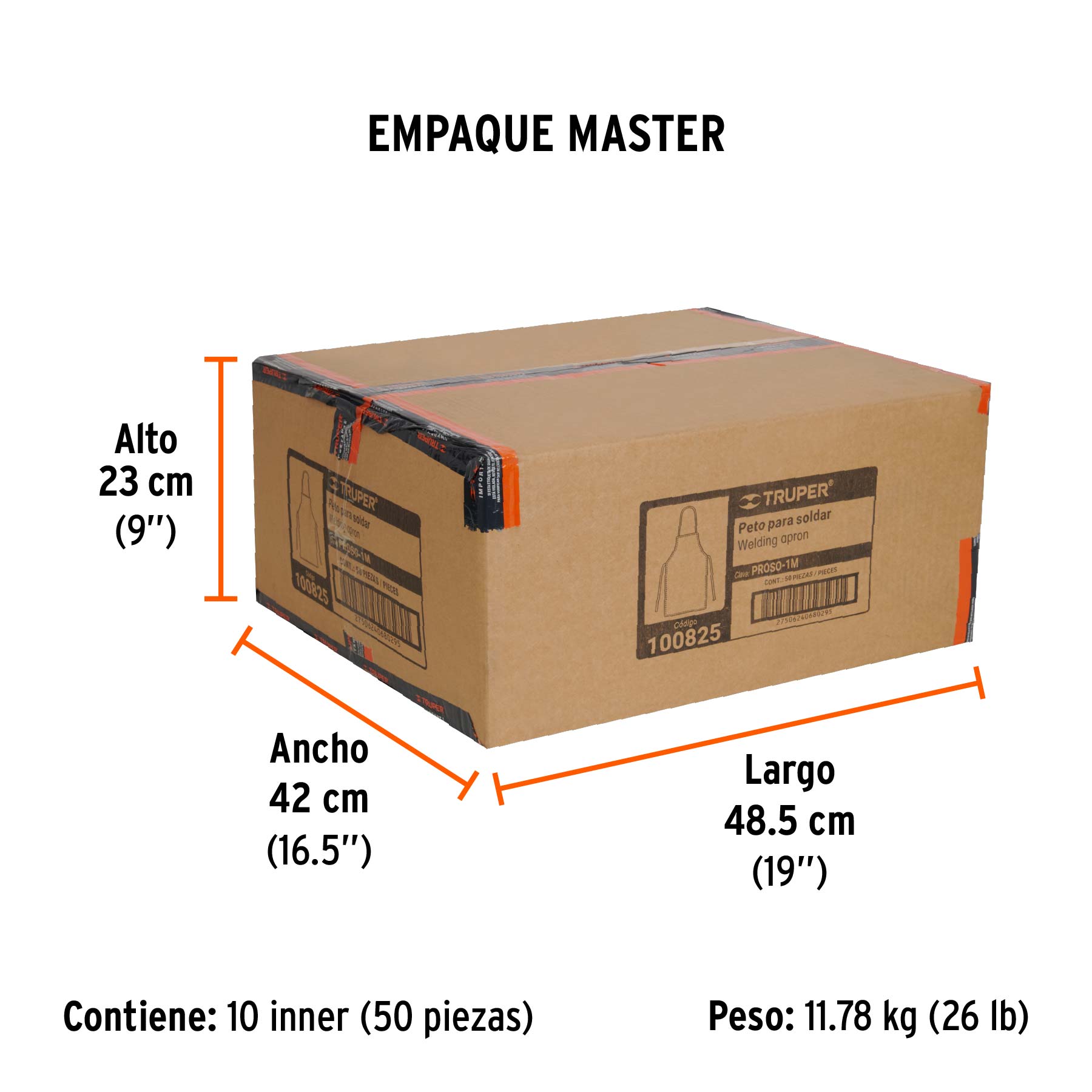 Protección para soldar, peto de mezclilla, TRUPER - Empaque