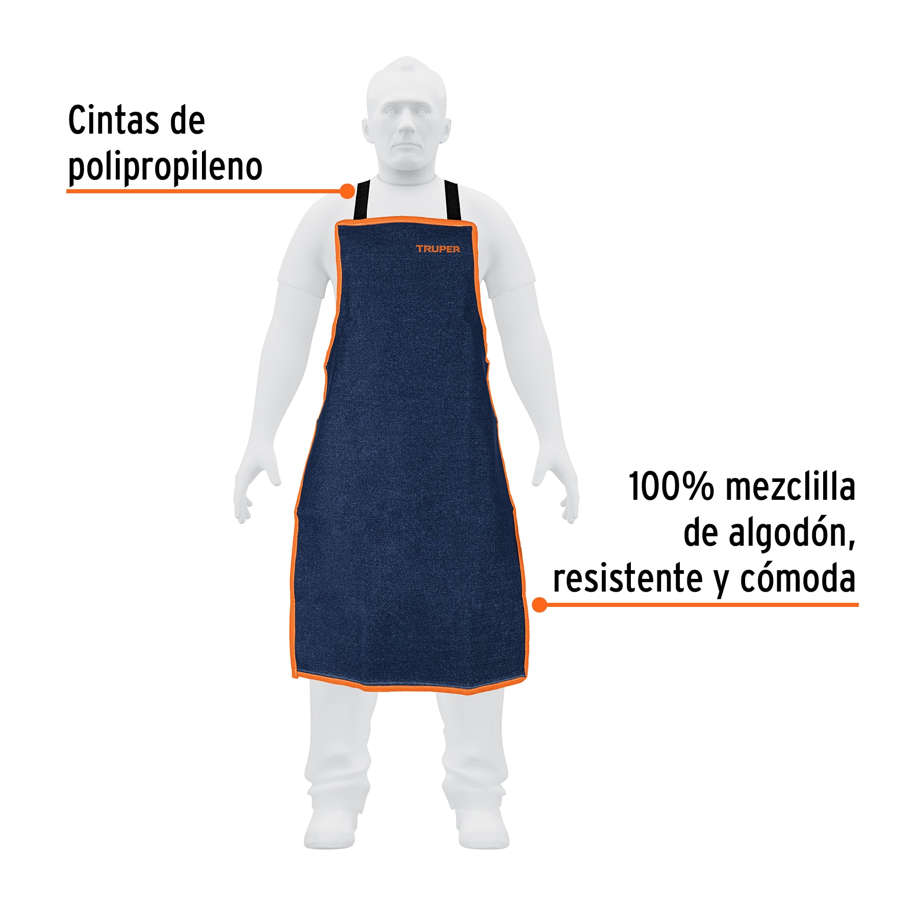 Protección para soldar, peto de mezclilla, TRUPER