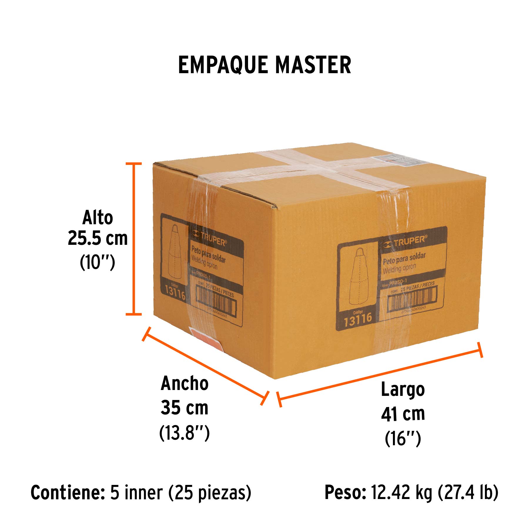 Protección para soldar, peto de carnaza, TRUPER - Empaque