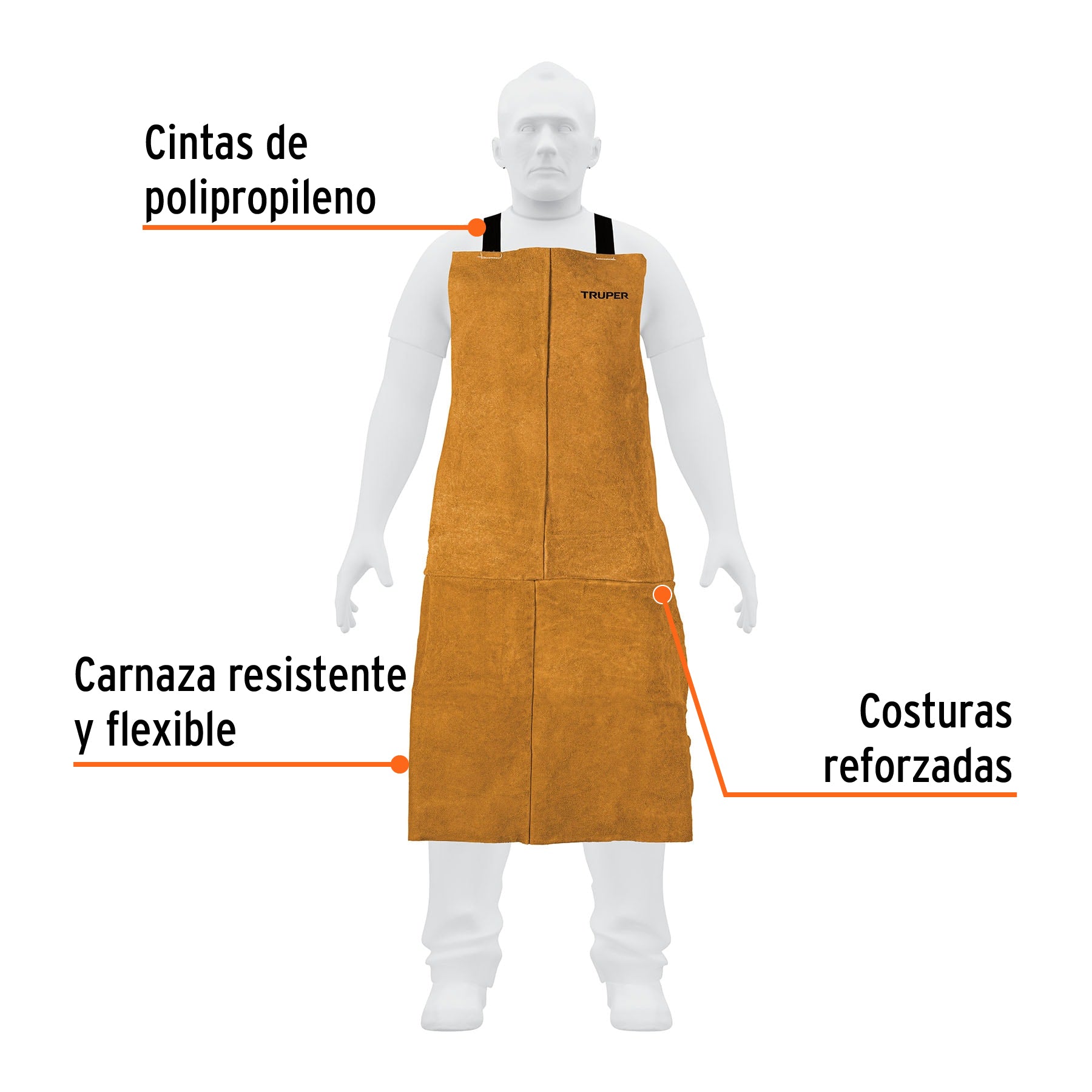Protección para soldar, peto de carnaza, TRUPER