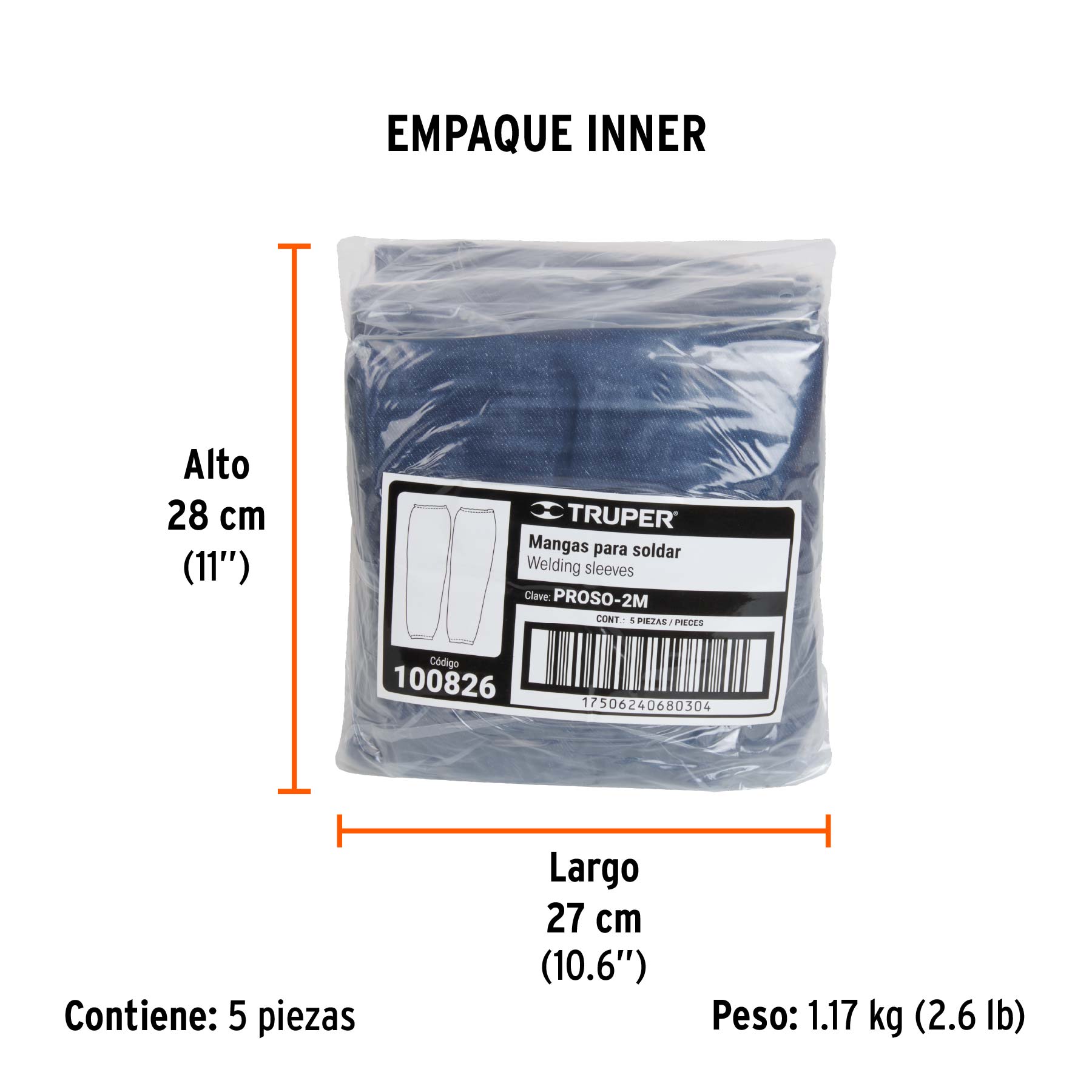 Protección para soldar, mangas de mezclilla, TRUPER - Empaque