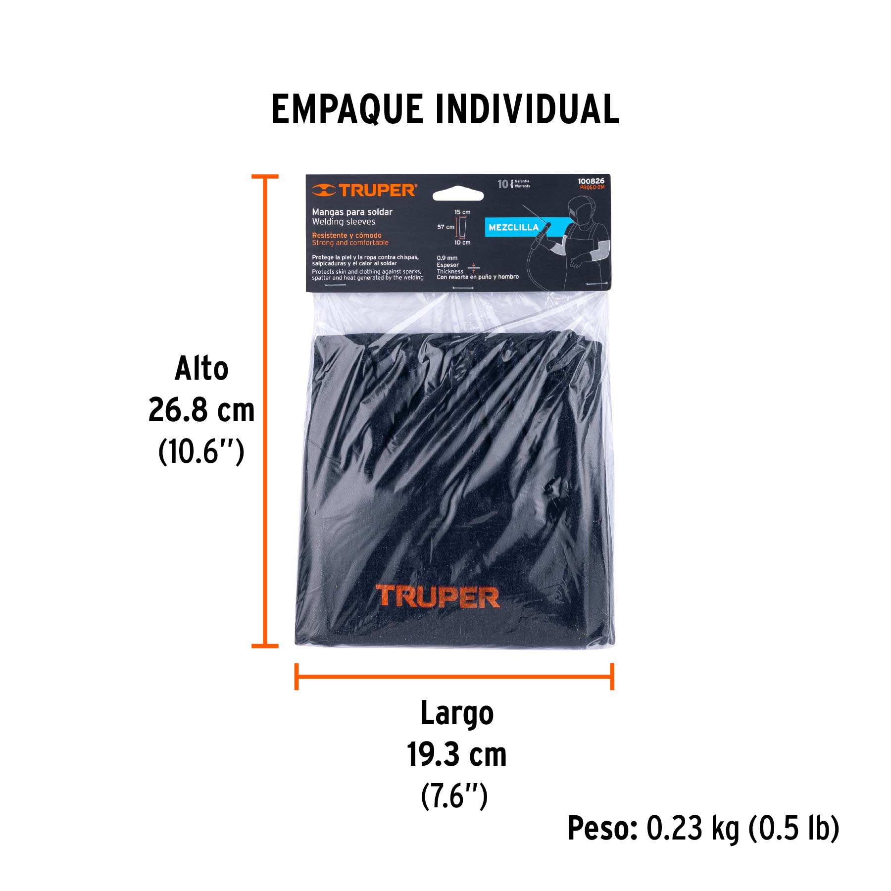 Protección para soldar, mangas de mezclilla, TRUPER - Empaque