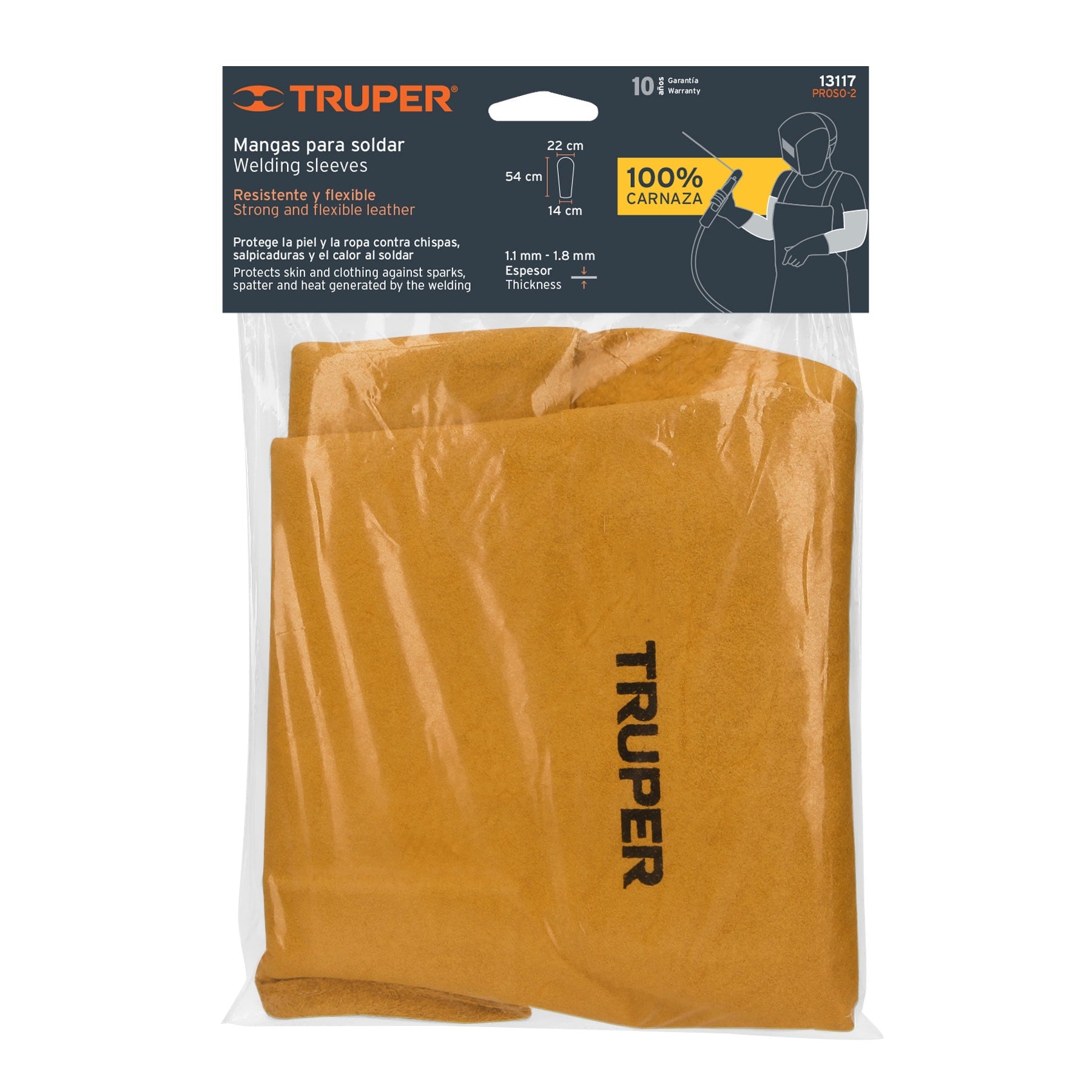 Protección para soldar, mangas de carnaza, TRUPER