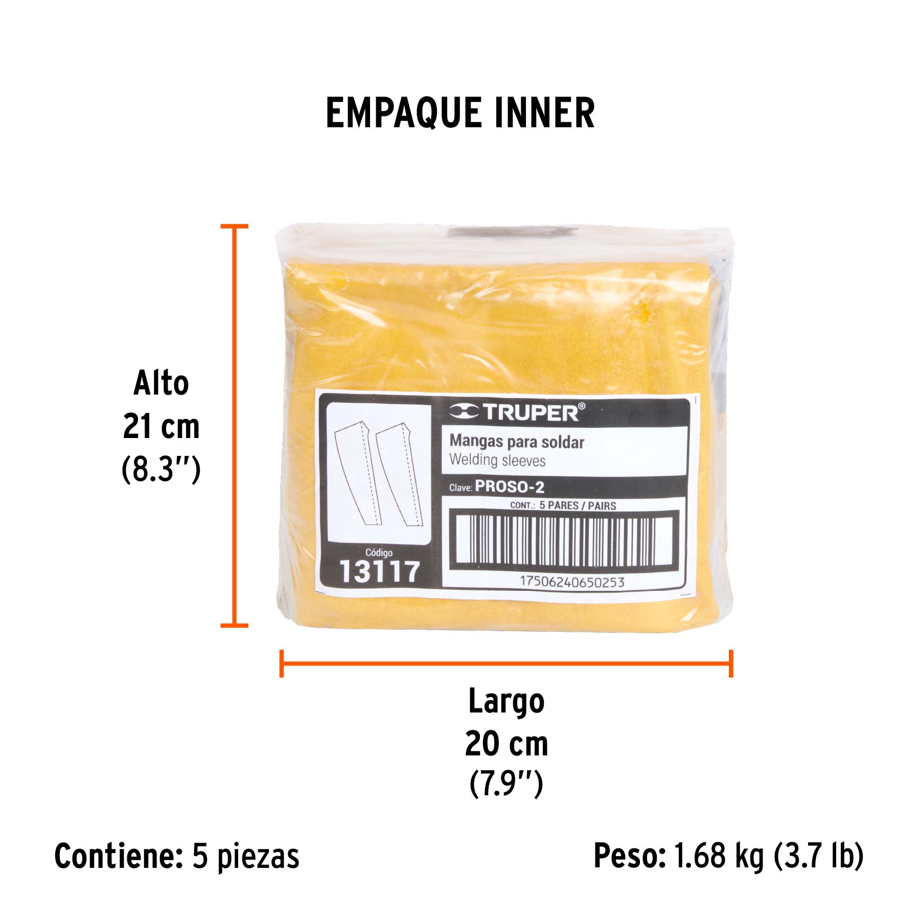 Protección para soldar, mangas de carnaza, TRUPER - Empaque