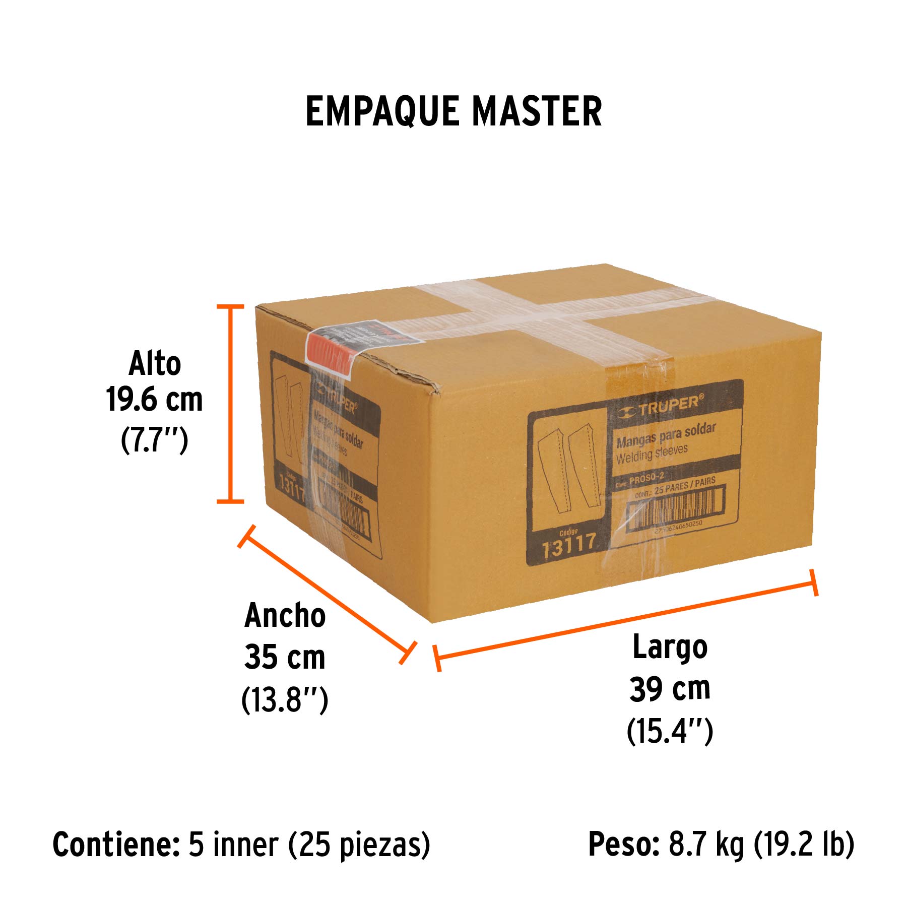 Protección para soldar, mangas de carnaza, TRUPER - Empaque