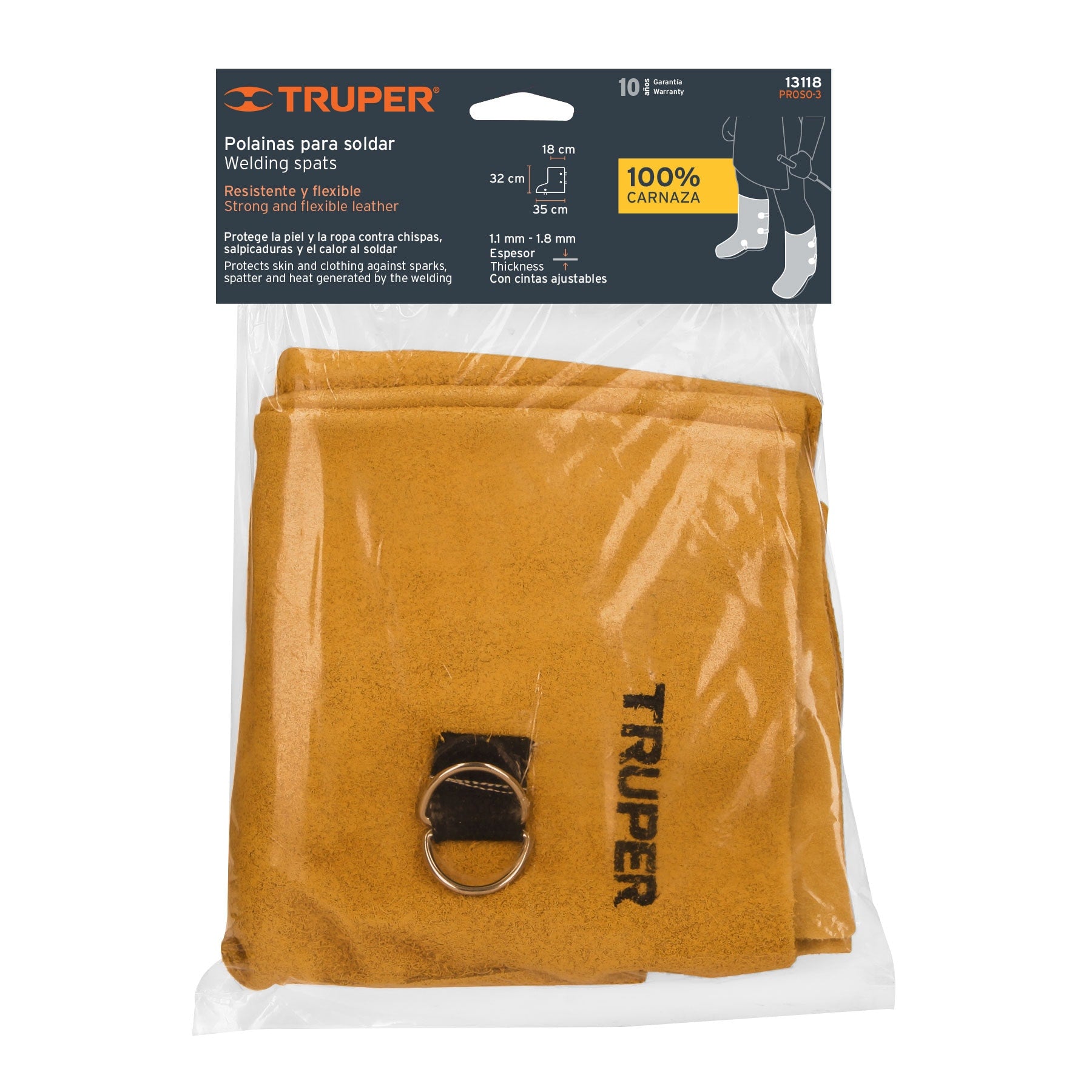 Protección para soldar, polainas de carnaza, TRUPER