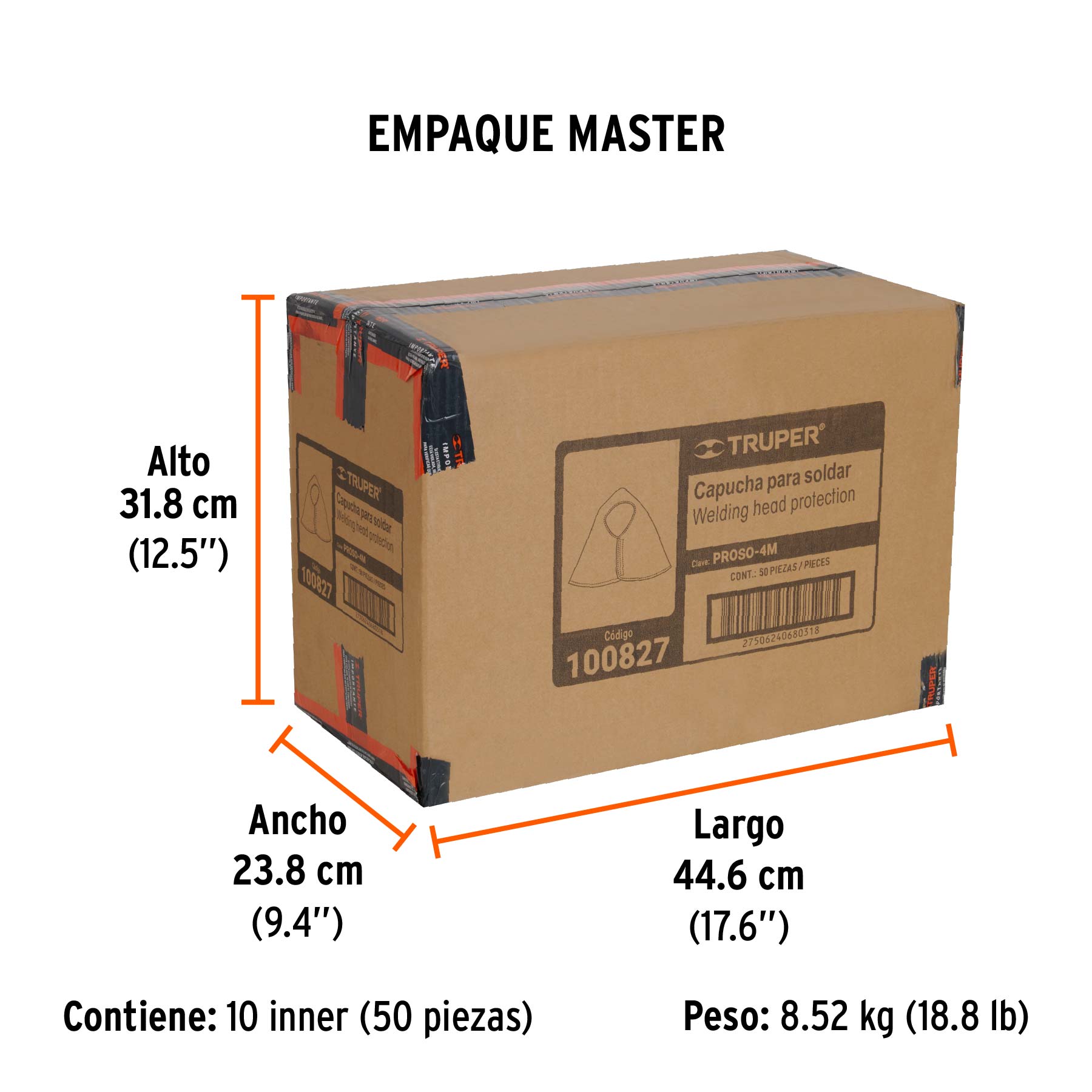 Protección para soldar, capucha de mezclilla, TRUPER - Empaque