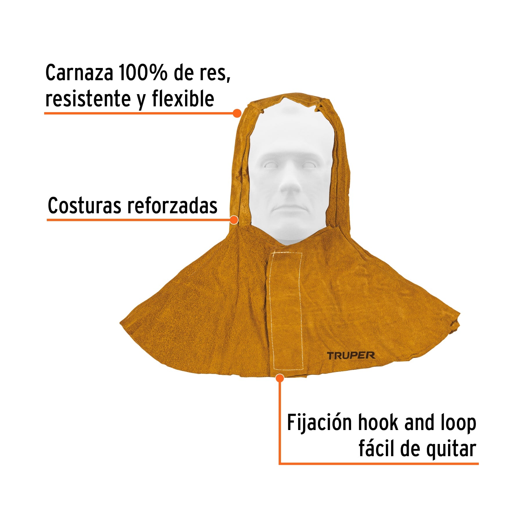 Protección para soldar, capucha de carnaza, TRUPER
