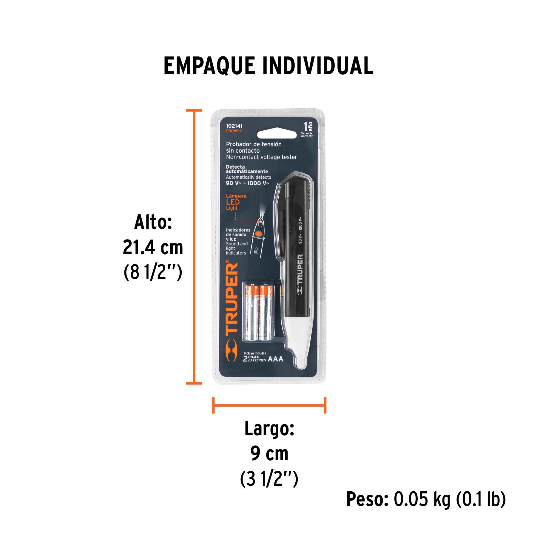Probador de tensión sin contacto tipo pluma, TRUPER - Empaque