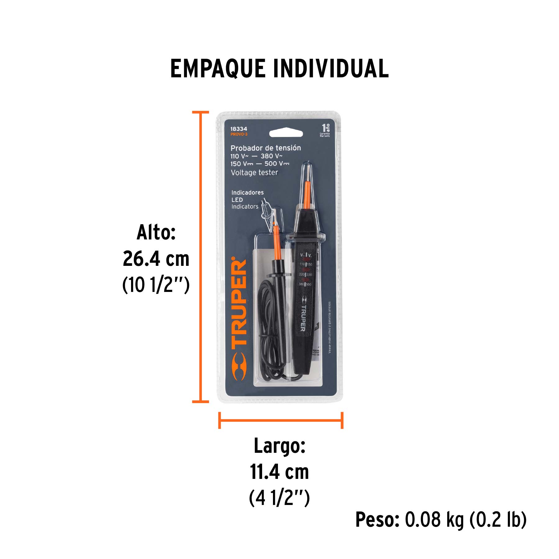 Probador de tensión C.A. / C.C., TRUPER - Empaque