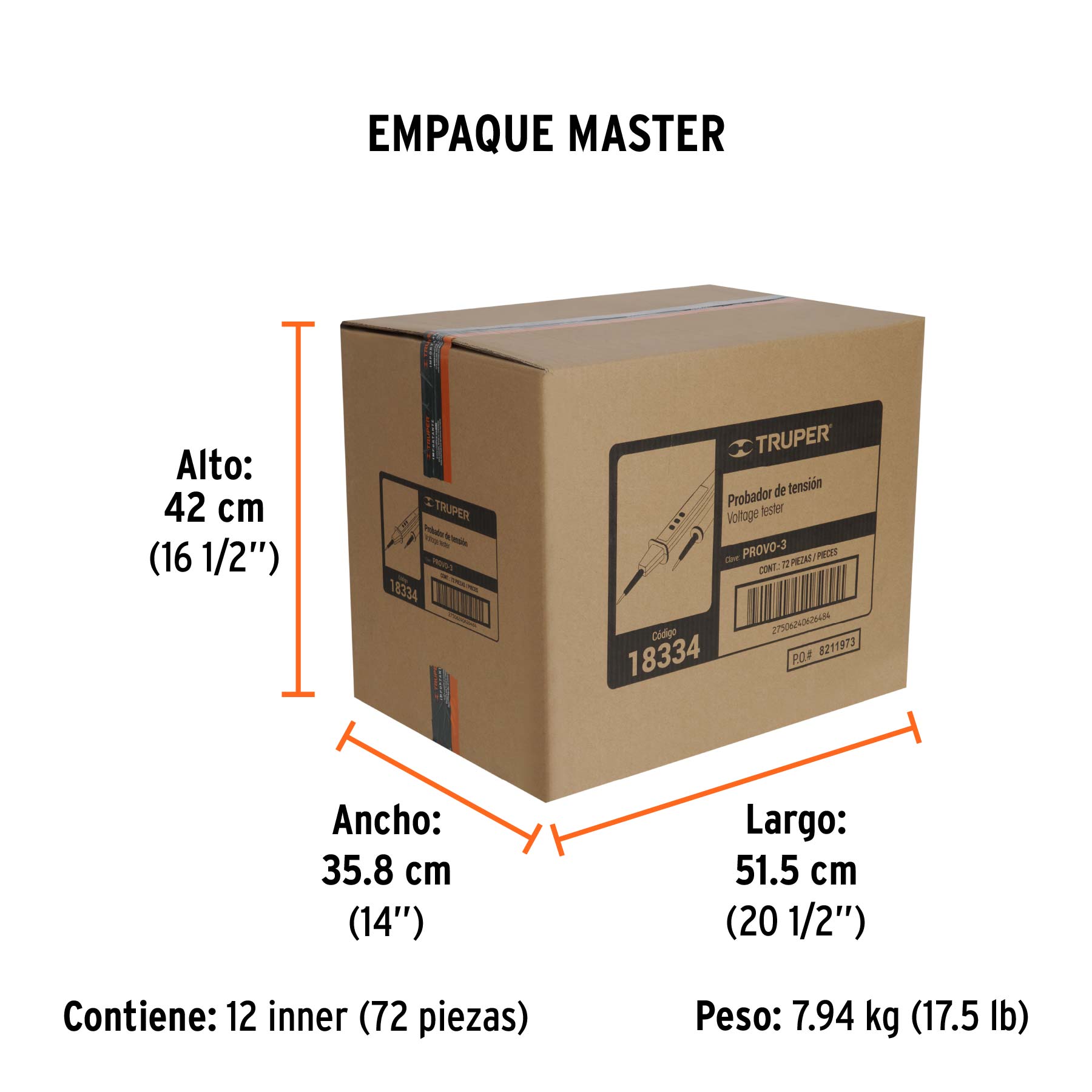 Probador de tensión C.A. / C.C., TRUPER - Empaque