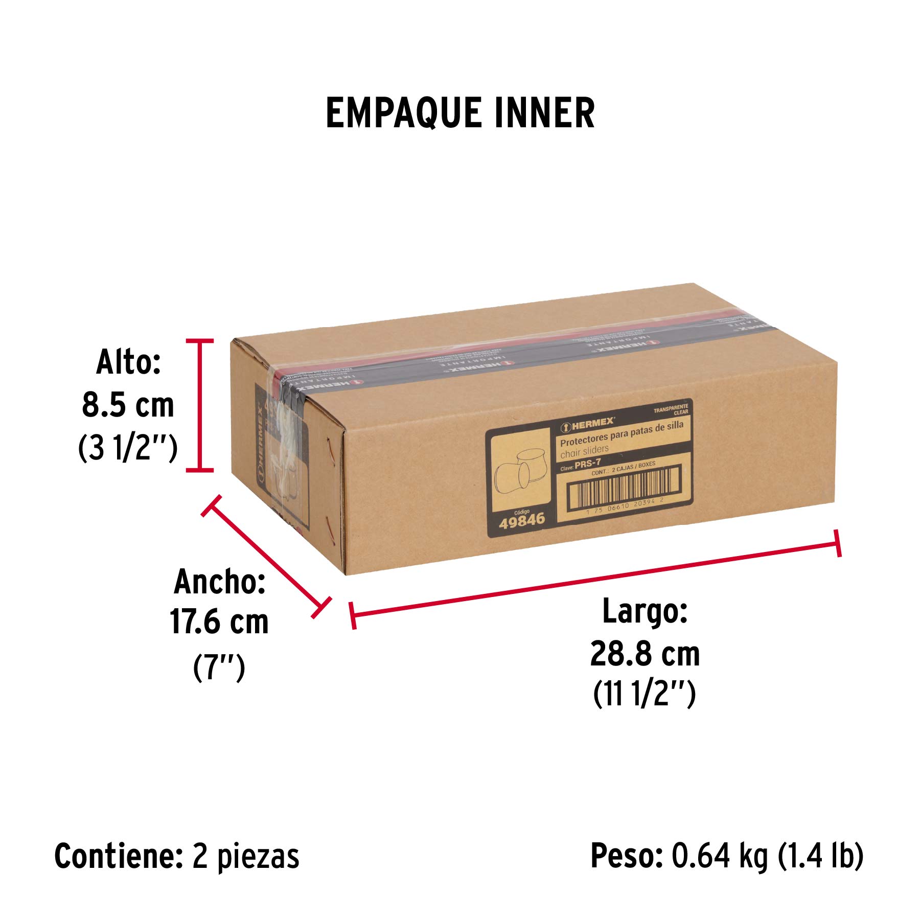 Caja con 24 protectores para patas de silla, transparente - Empaque
