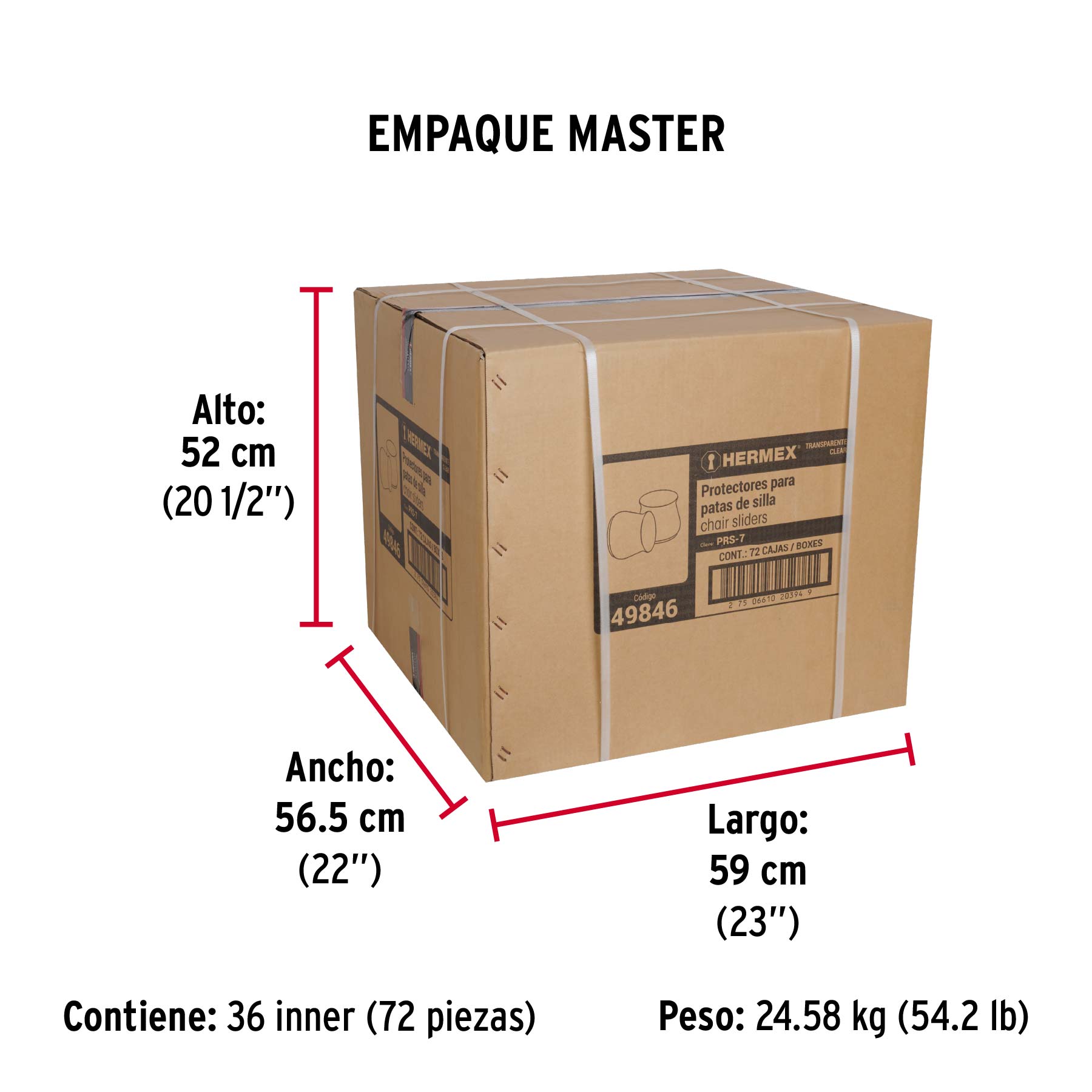 Caja con 24 protectores para patas de silla, transparente - Empaque