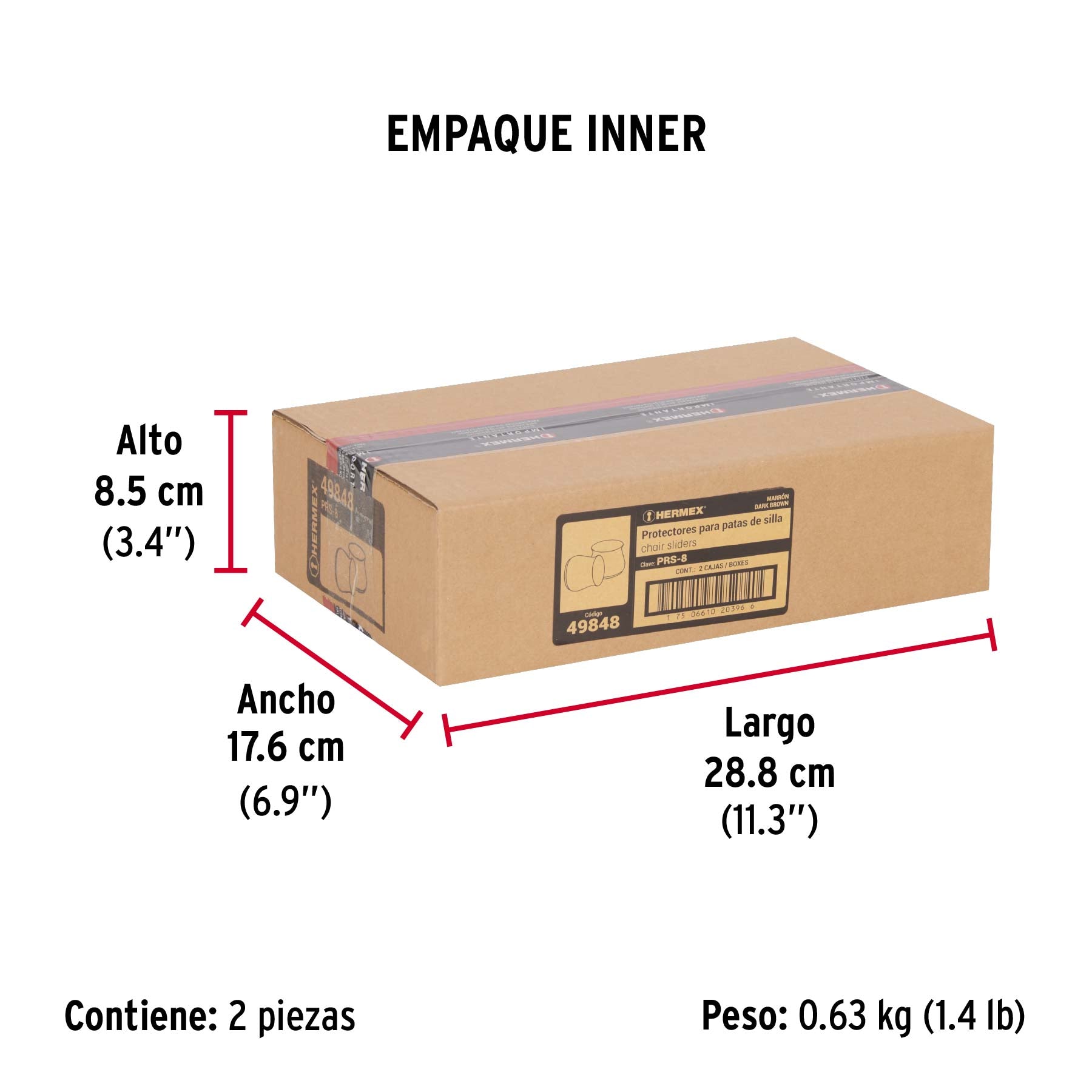 Caja con 24 protectores para patas de silla, café - Empaque