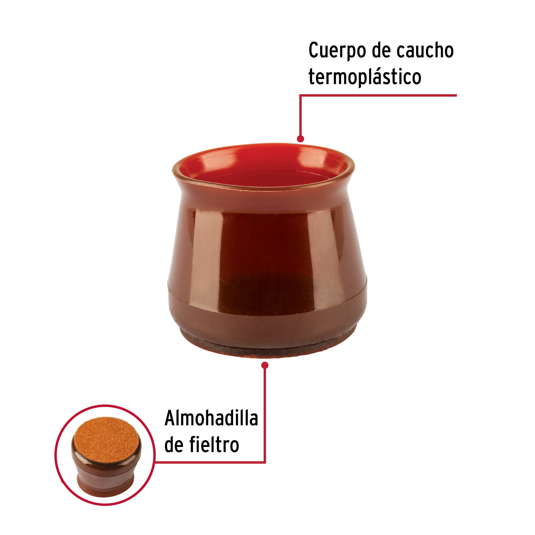 Caja con 24 protectores para patas de silla, café