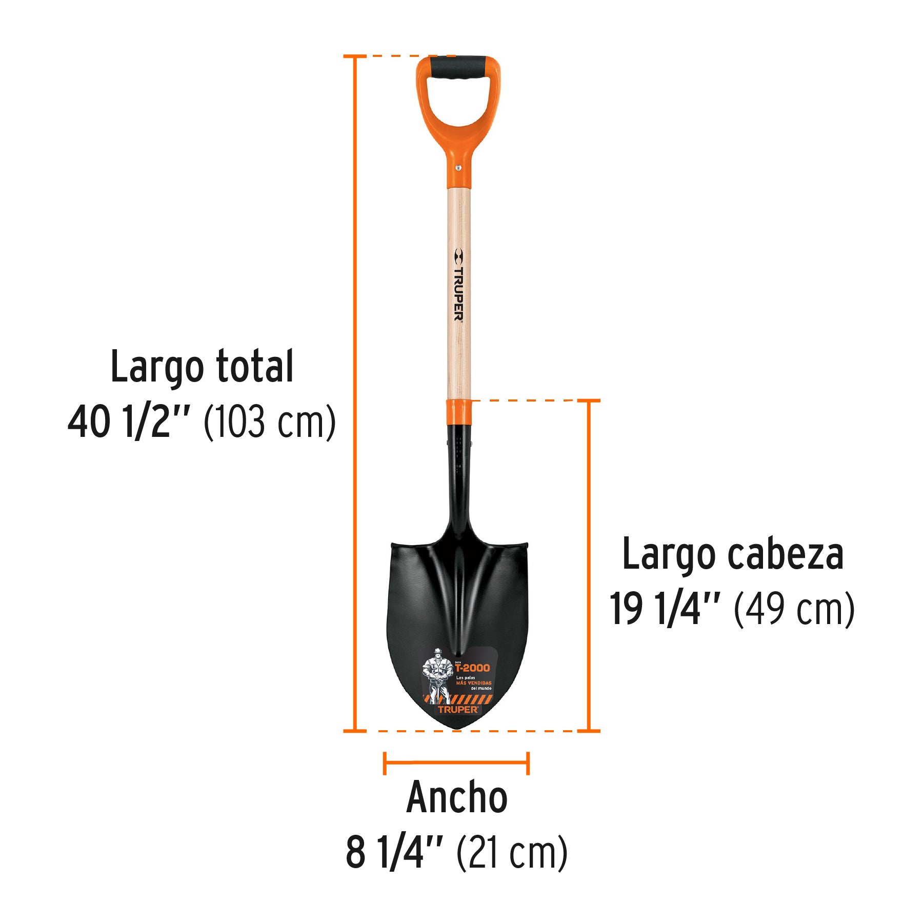 Pala redonda T-2000, puño "Y", TRUPER