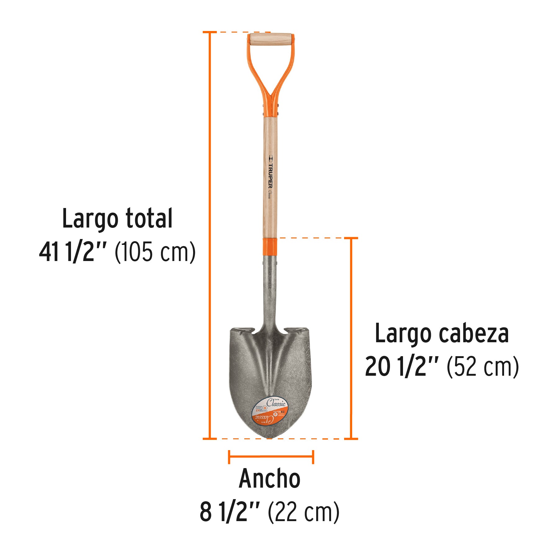 Pala redonda Classic, puño "Y", TRUPER