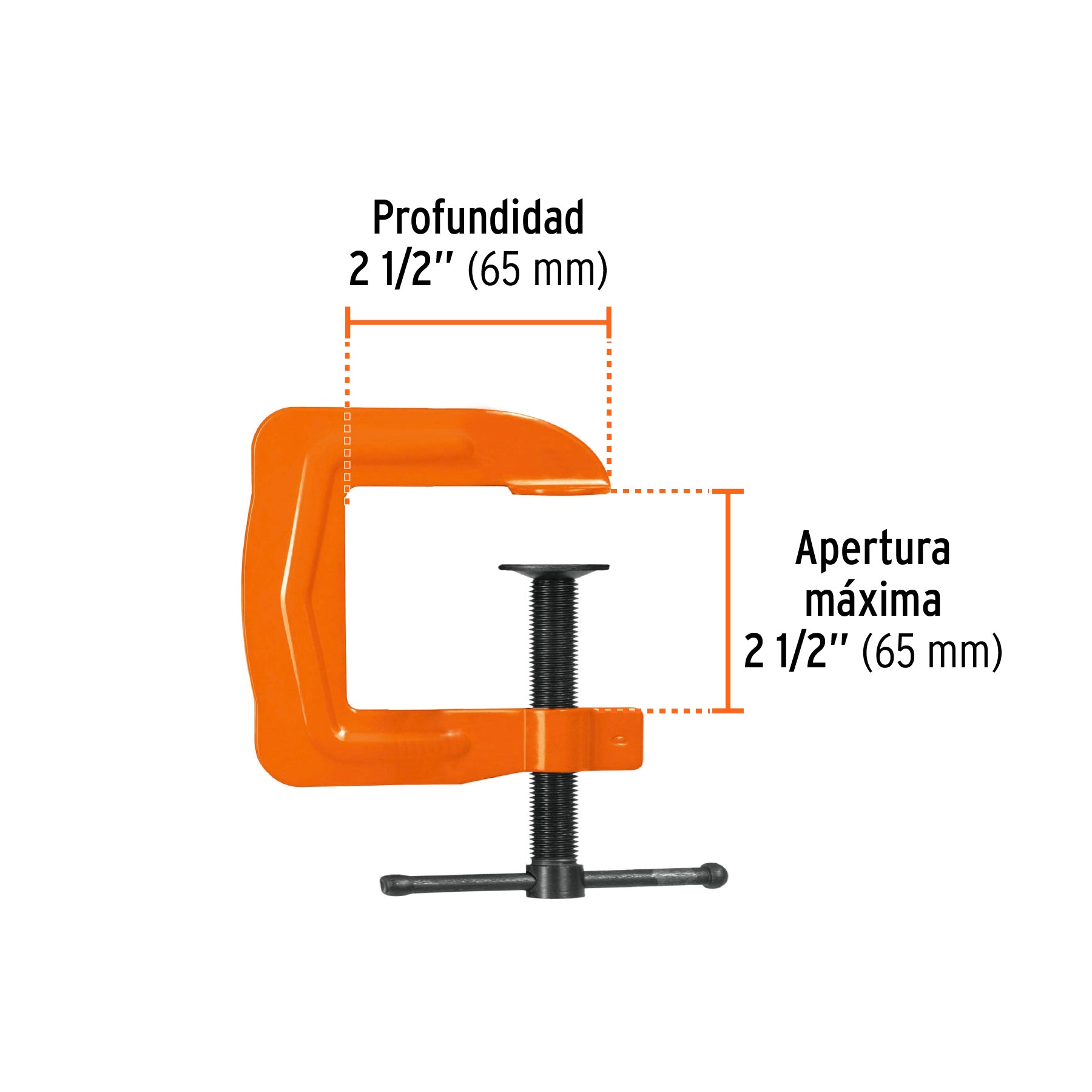 Prensa 2-1/2" troquelada de acero, TRUPER