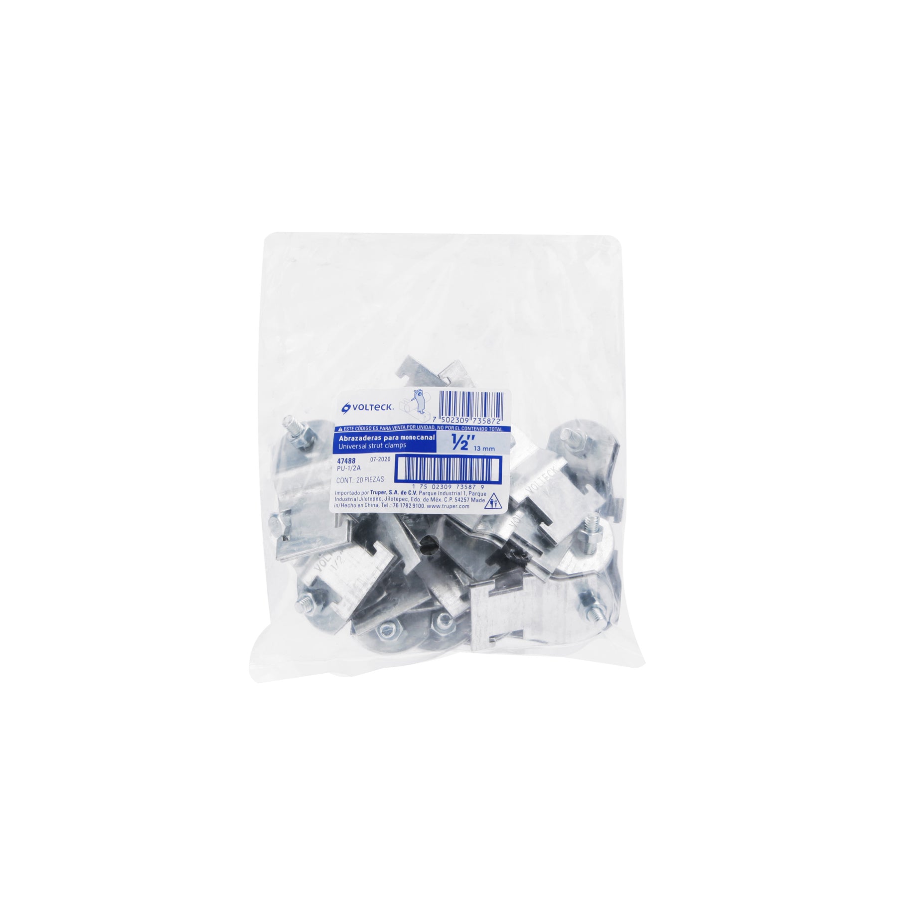 Abrazadera para perfil monocanal de 1/2 ", VOLTECK
