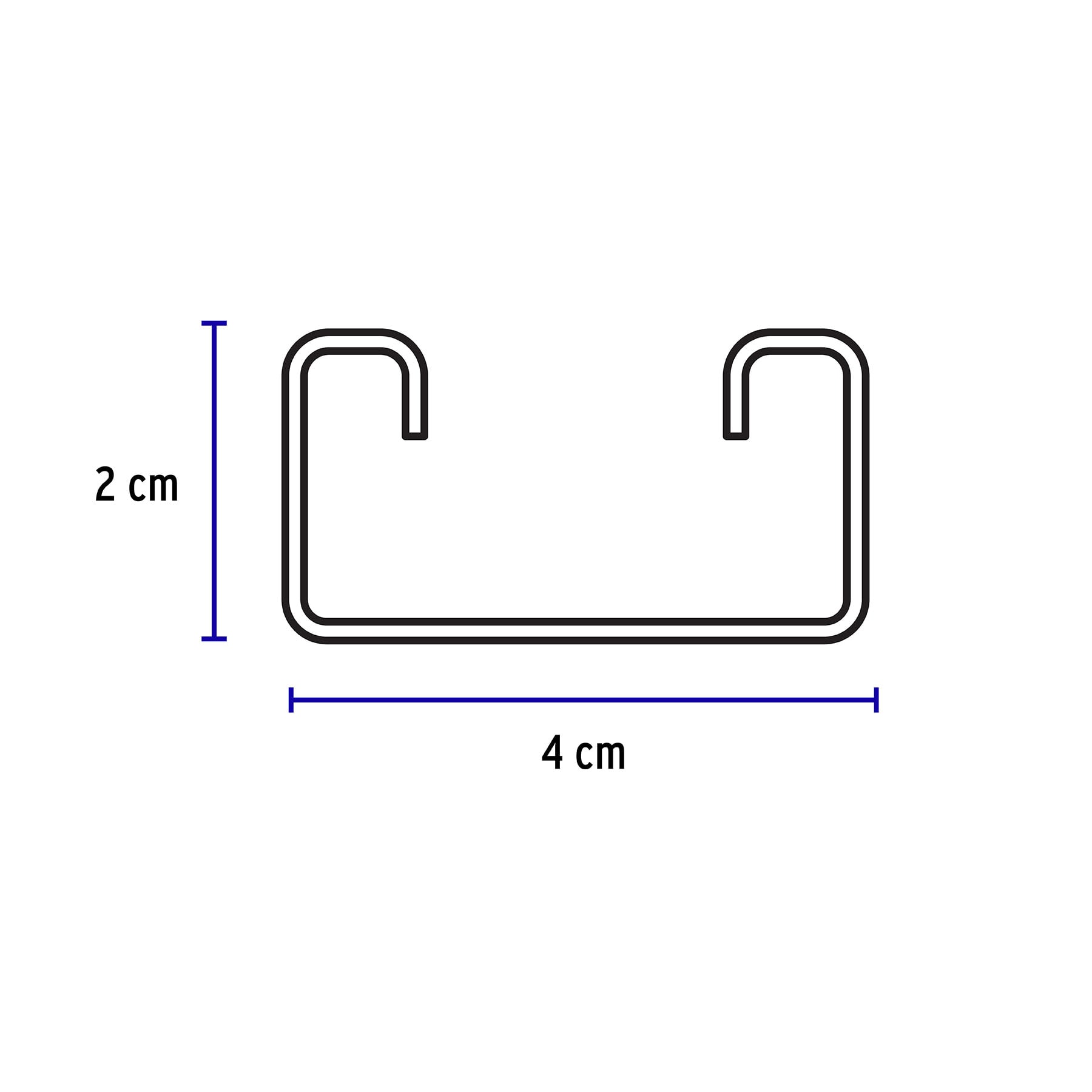 Perfil monocanal sólido de 3 m, 4 x 2 cm cal. 14, VOLTECK