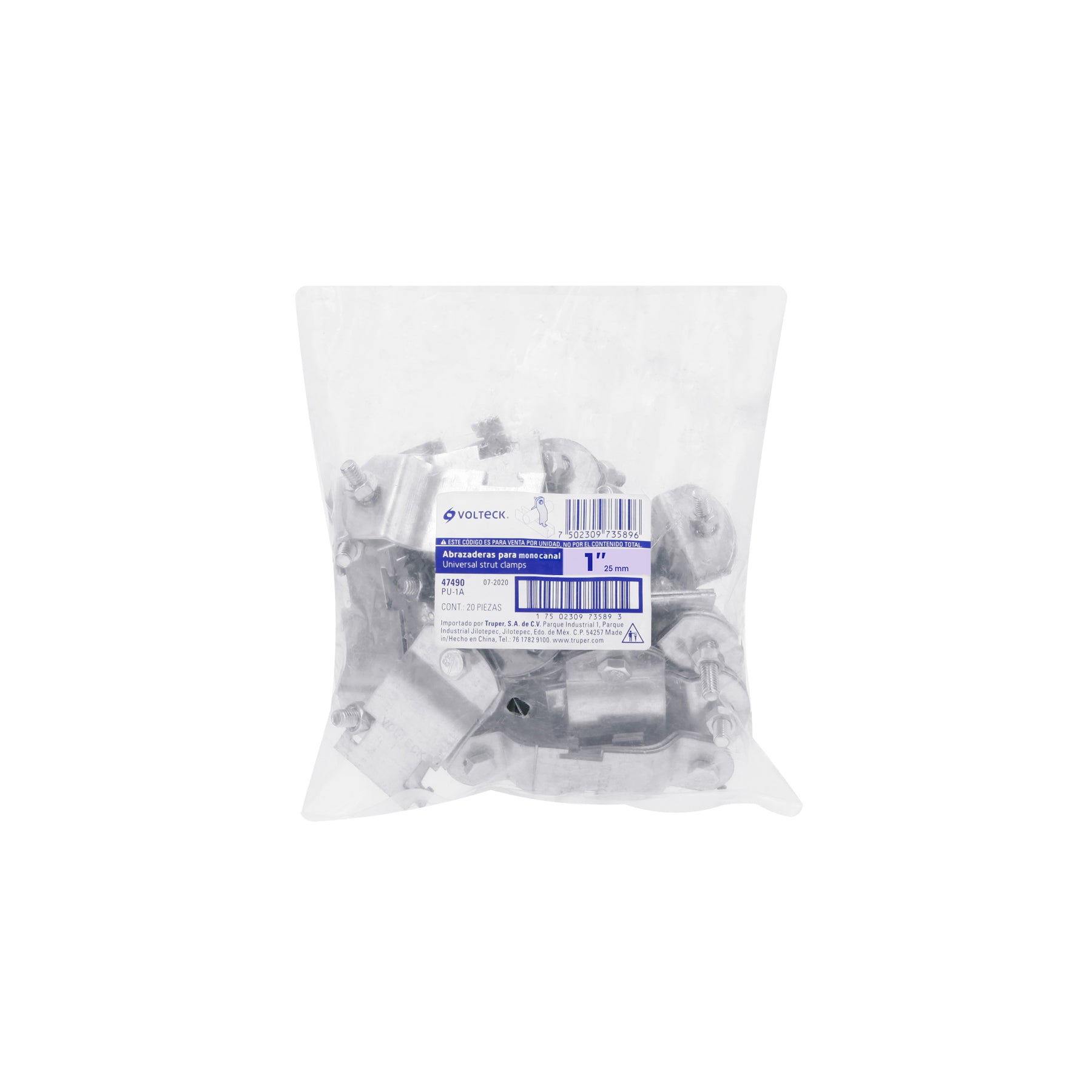 Abrazadera para perfil monocanal de 1", VOLTECK