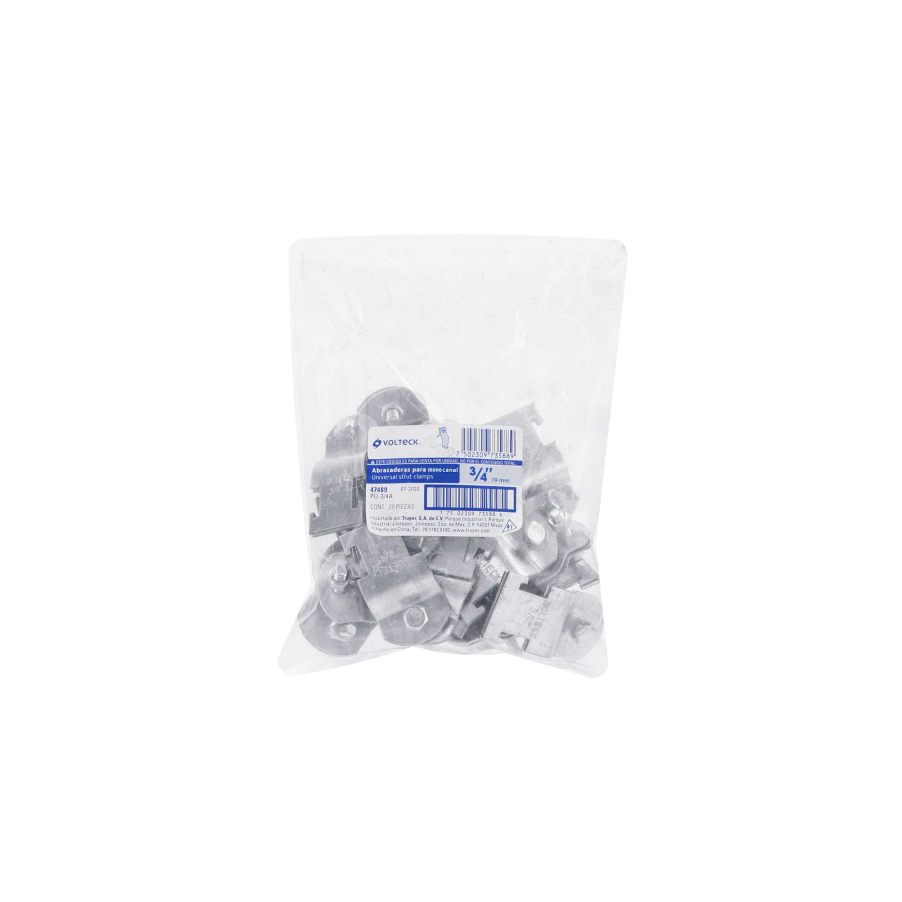Abrazadera para perfil monocanal de 3/4", VOLTECK