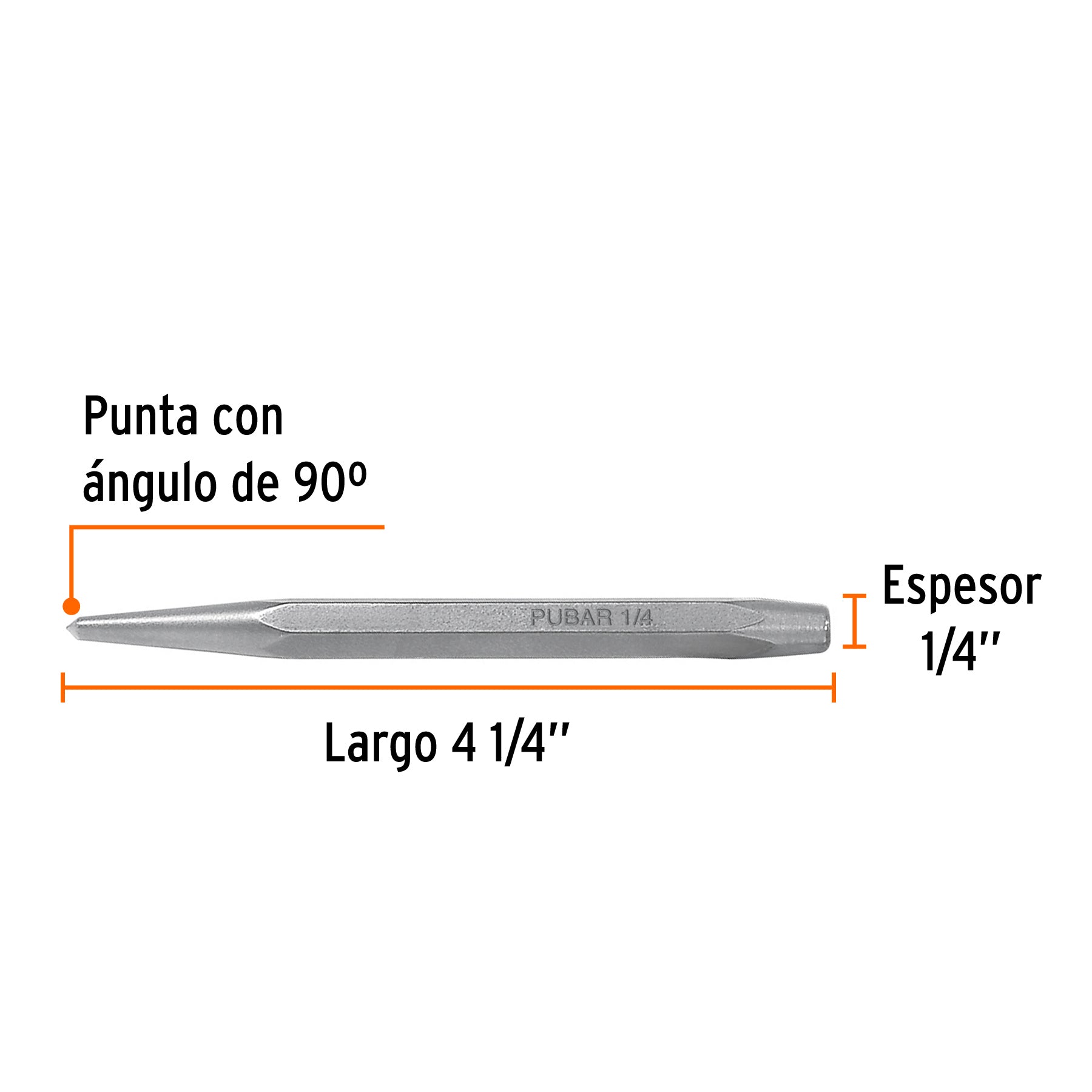 Punzón 1/4" para barrenar, largo 4-1/4", TRUPER